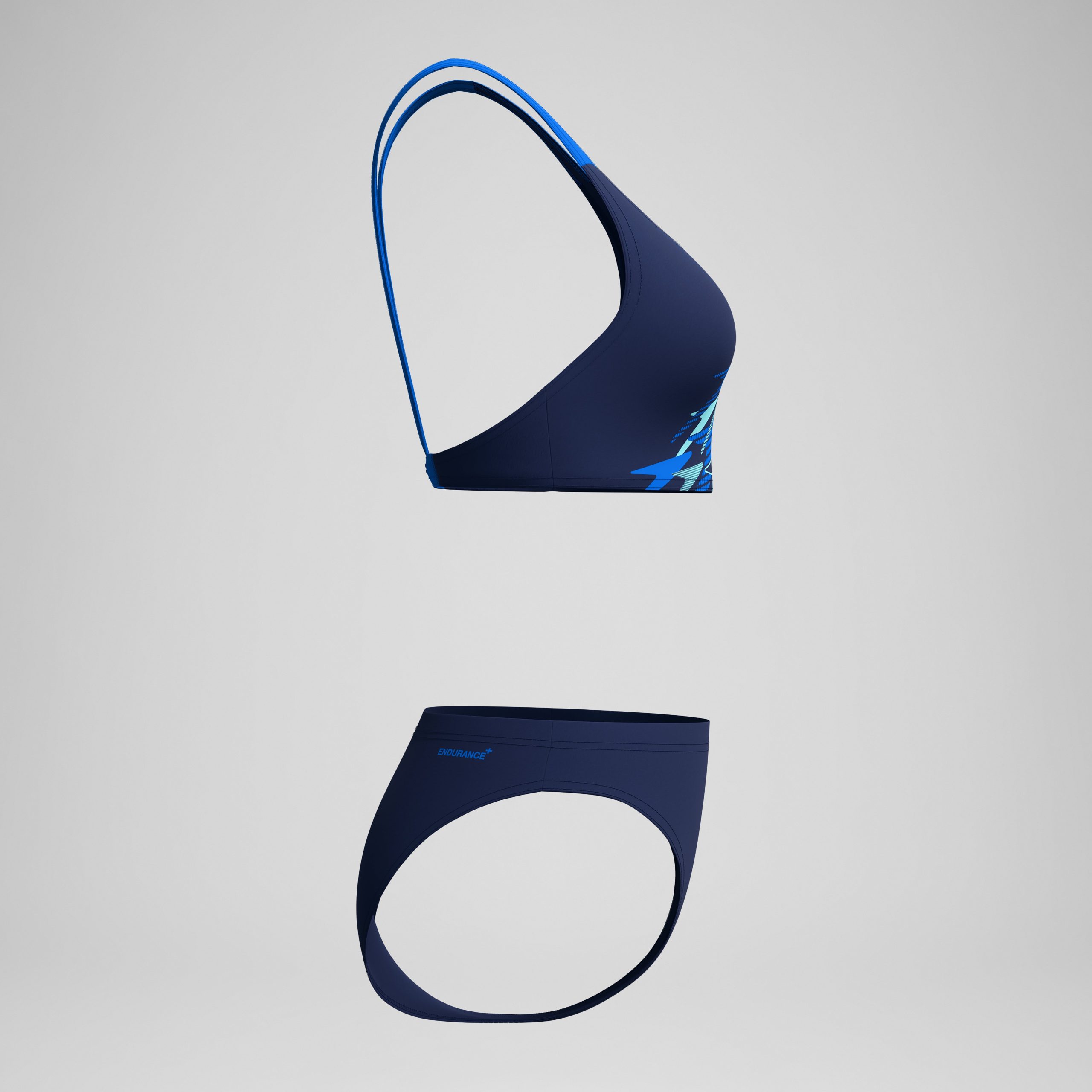 Women's Medley Logo V-Back Two Piece Navy/Blue - Image 6