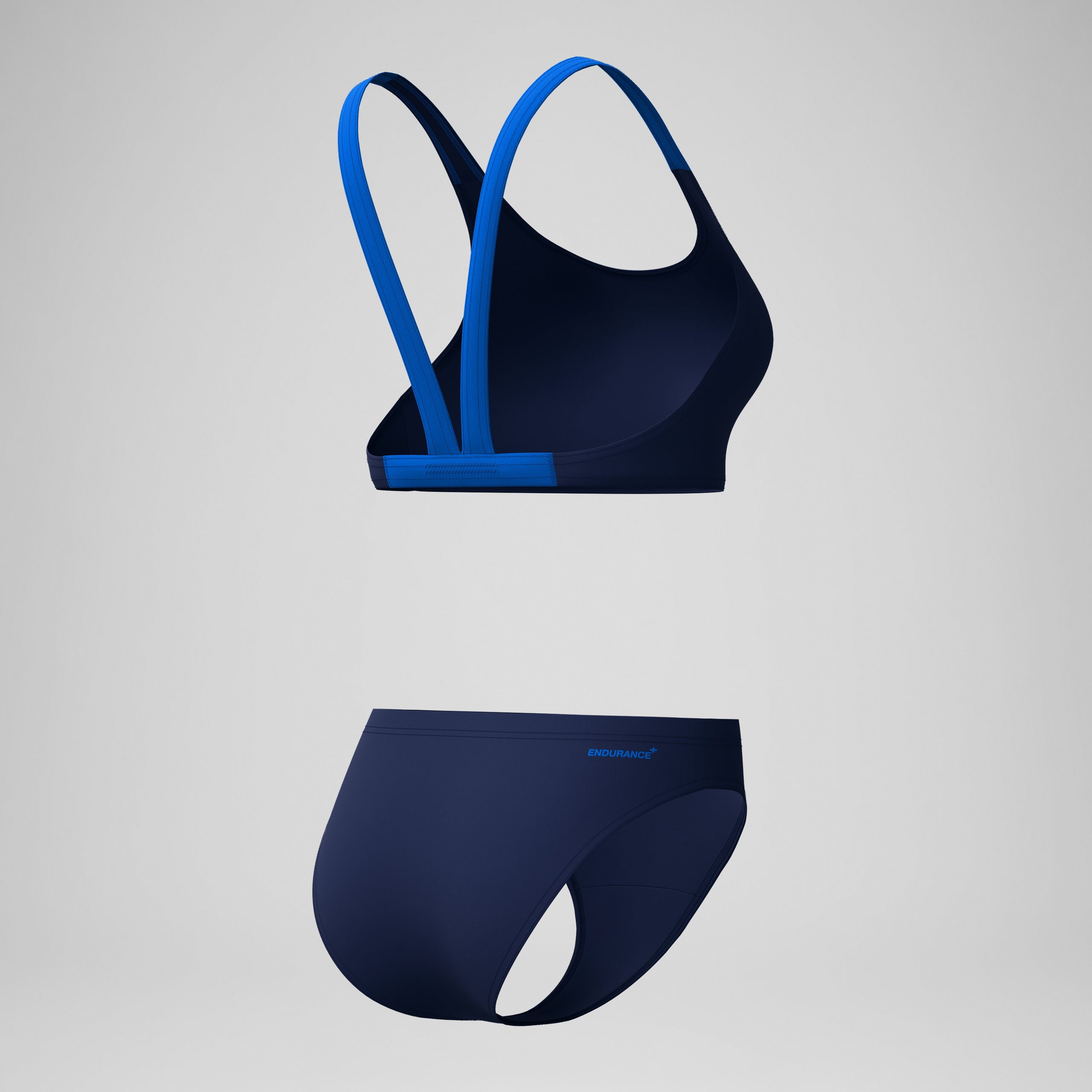 Women's Medley Logo V-Back Two Piece Navy/Blue - Image 7