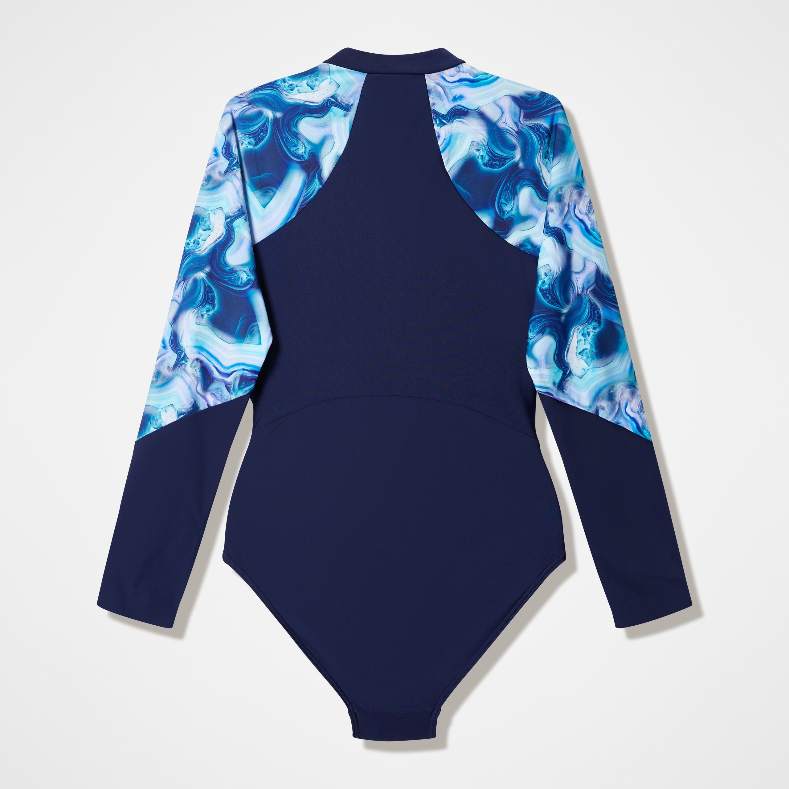 Women's Modern Coverage Printed Long Sleeve One Piece Navy - Image 2