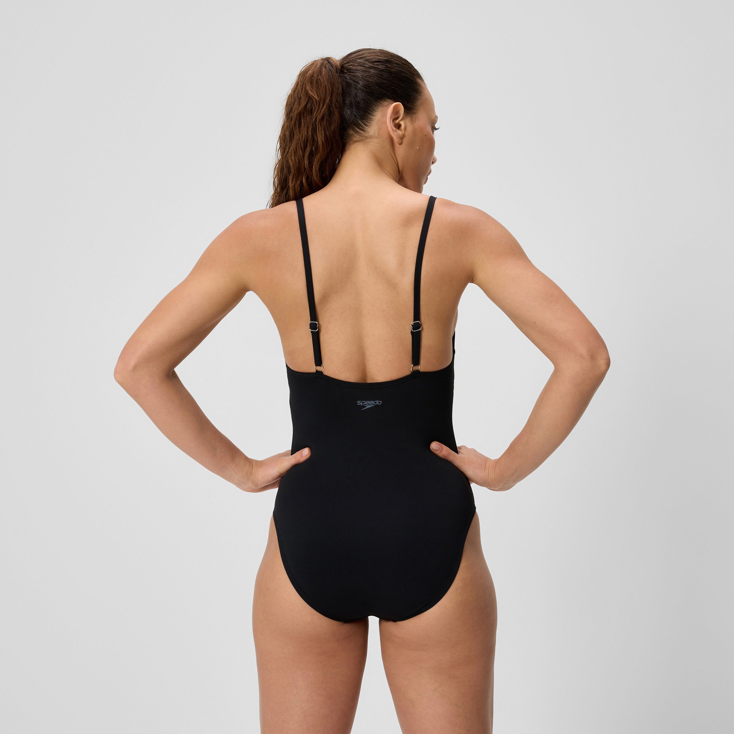 Women's Solid V-Neck One Piece Black - Image 3