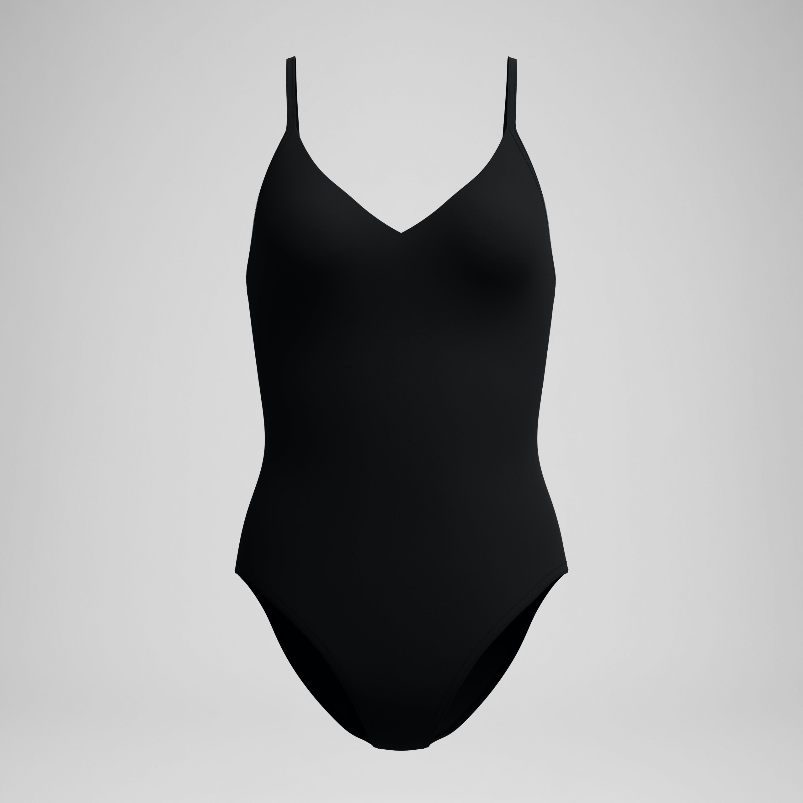 Women's Solid V-Neck One Piece Black - Image 4