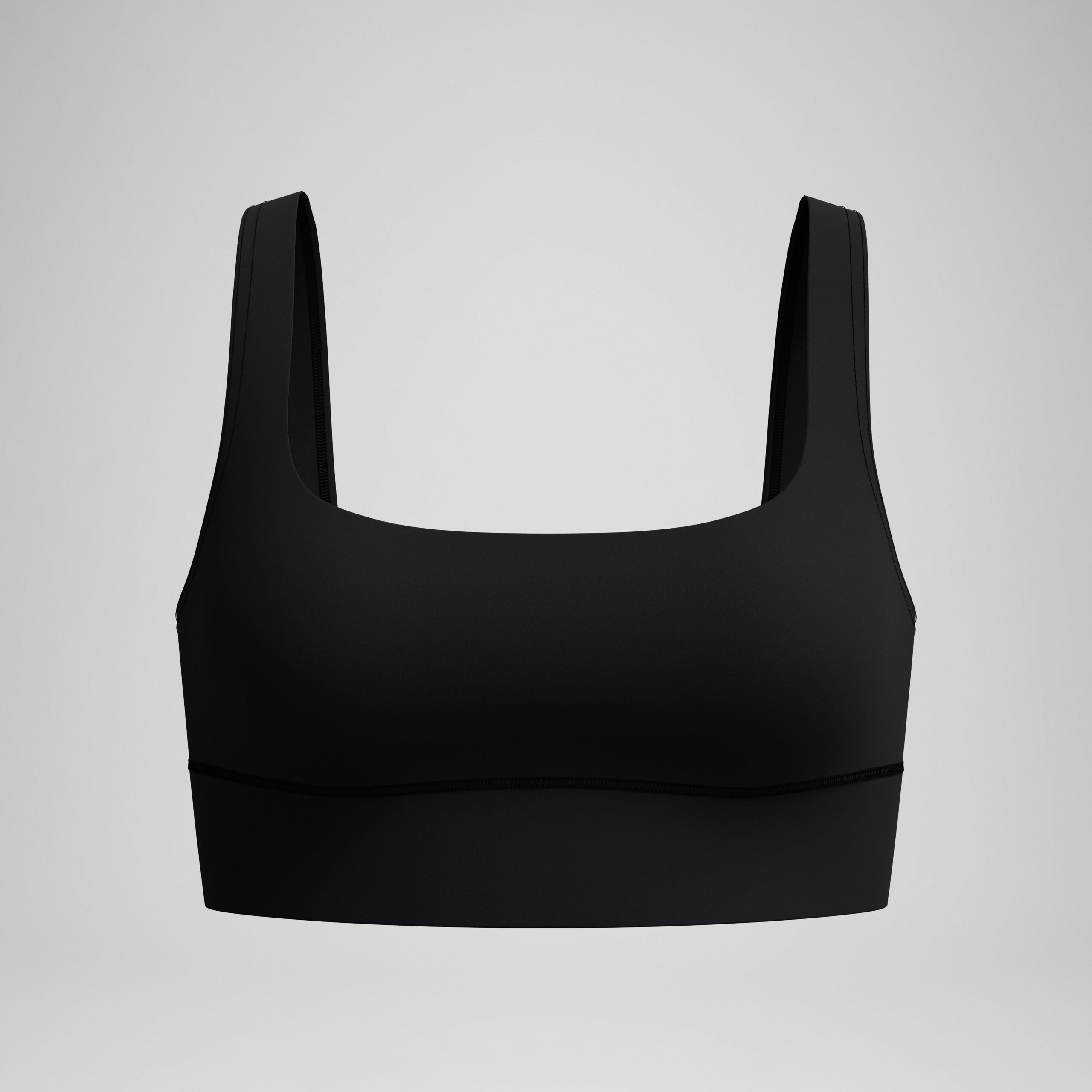 Women's Solid Square Neck Bikini Top Black - Image 4