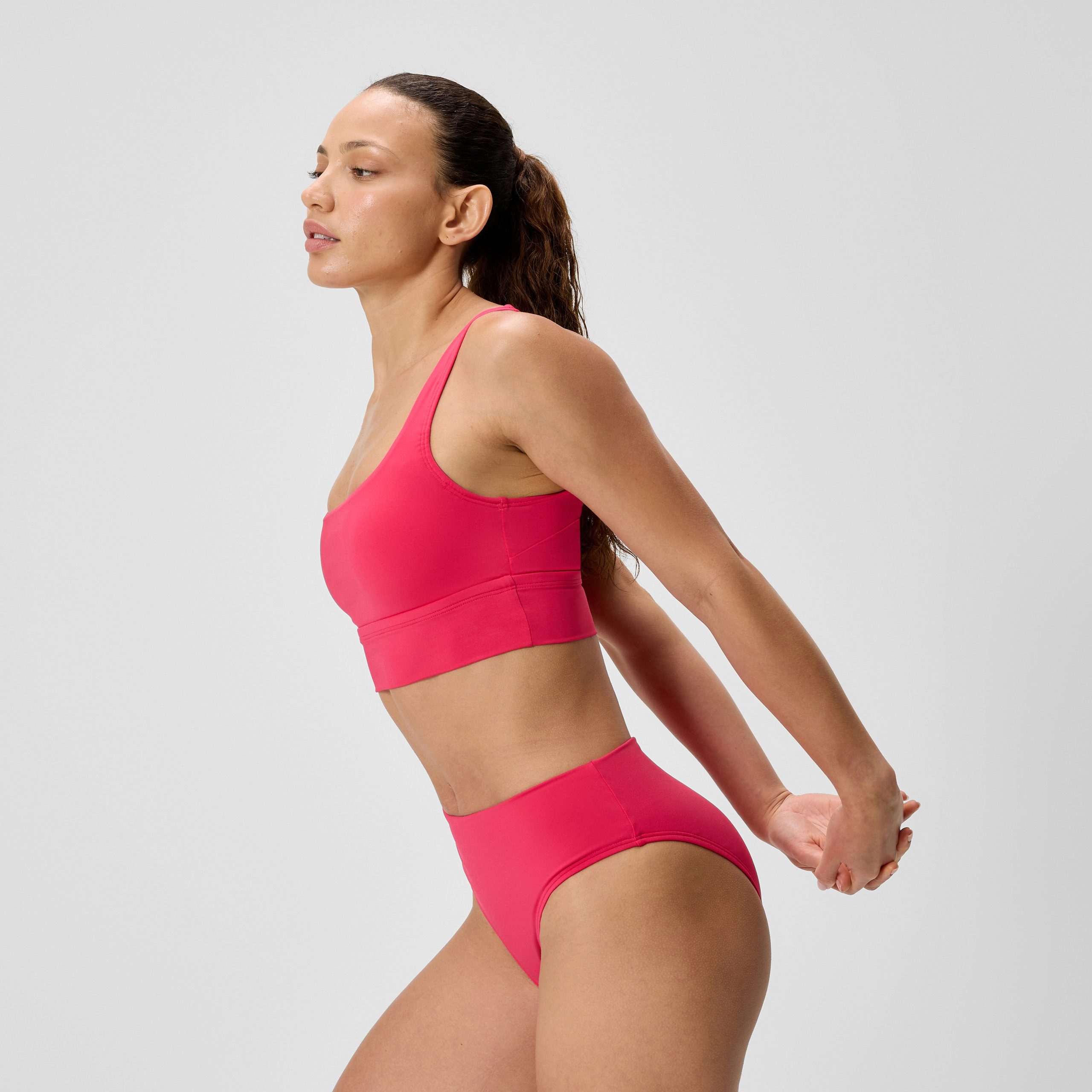 Women's Solid Square Neck Bikini Top Ruby - Image 2