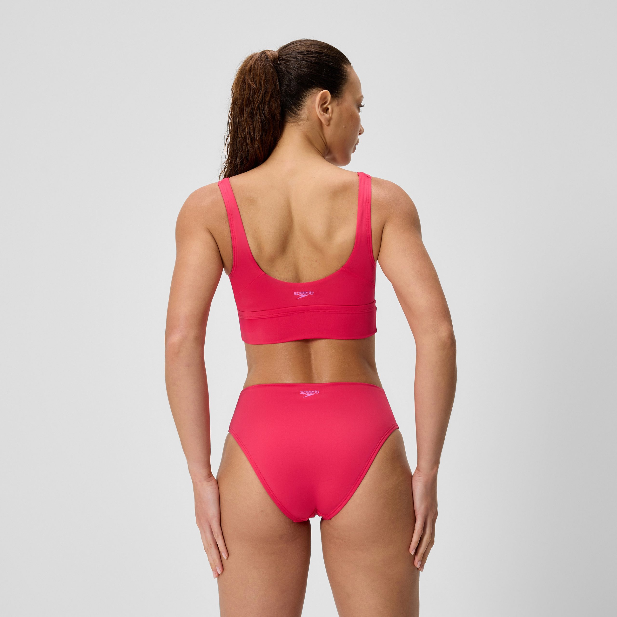 Women's Solid Square Neck Bikini Top Ruby - Image 3