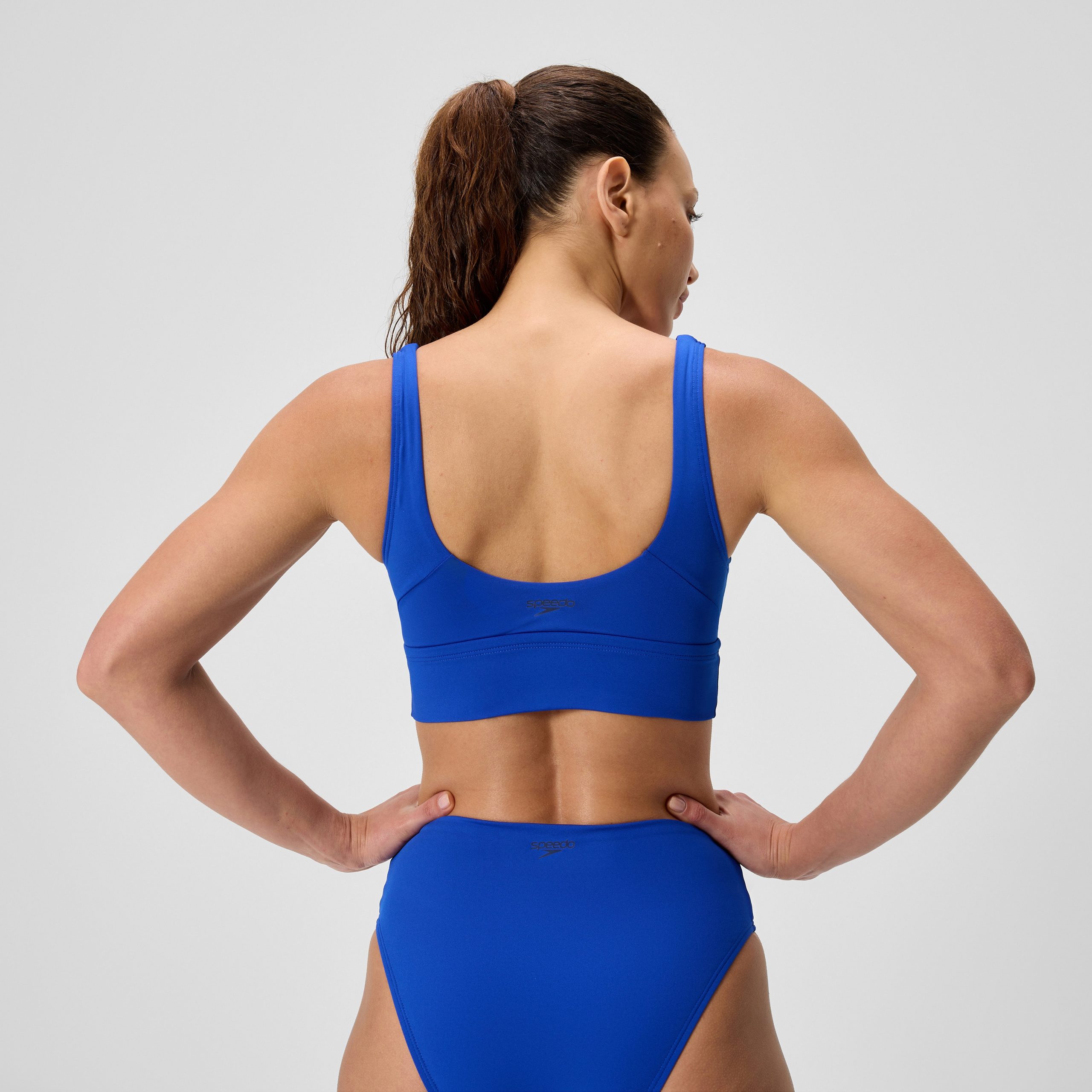 Women's Solid Square Neck Bikini Top Blue - Image 3