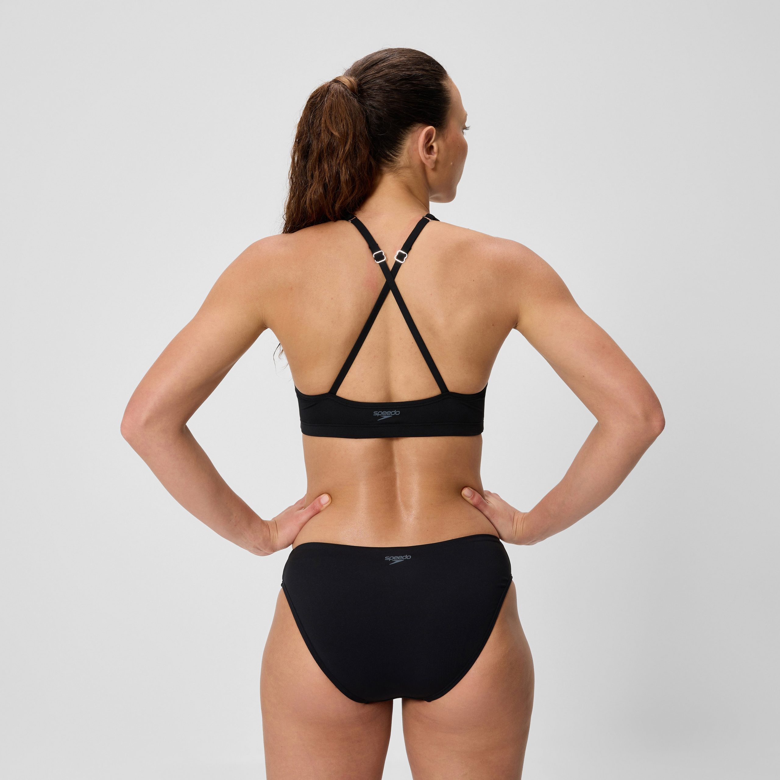 Women's Solid High Neck Bikini Top Black - Image 2