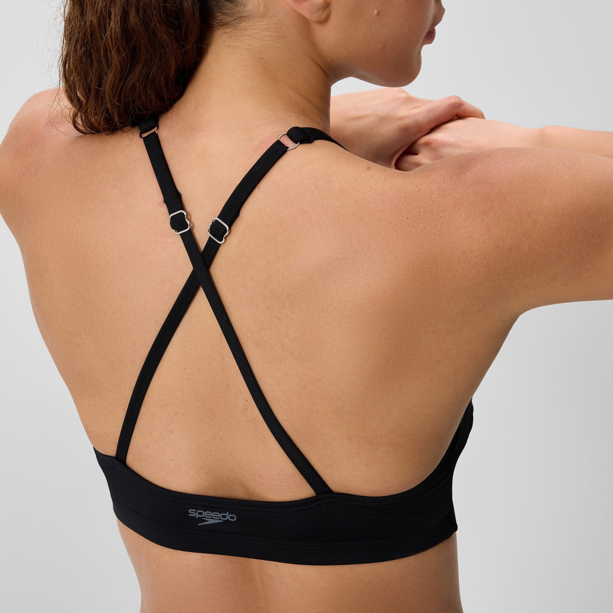 Women's Solid High Neck Bikini Top Black - Image 7