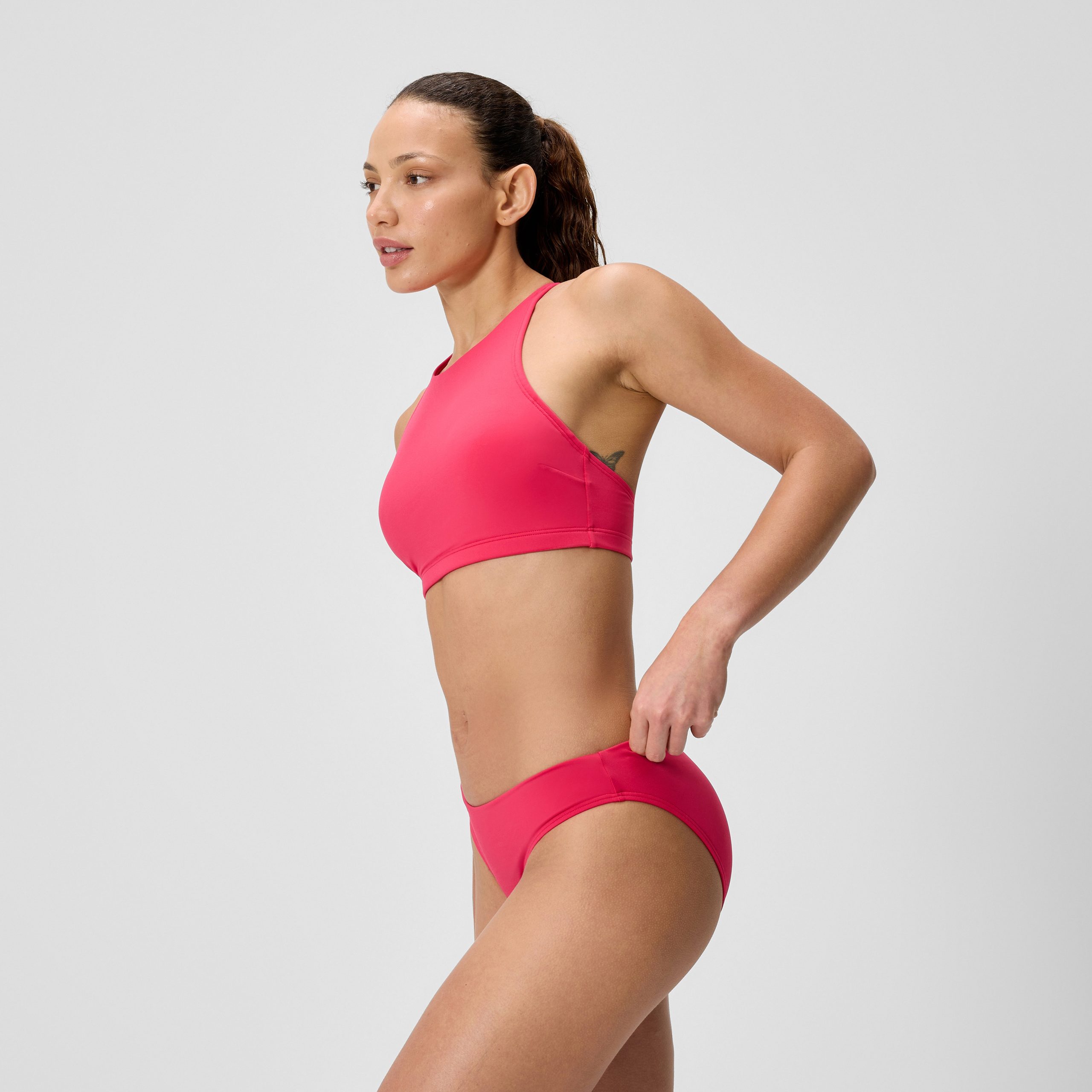 Women's Solid High Neck Bikini Top Ruby - Image 2