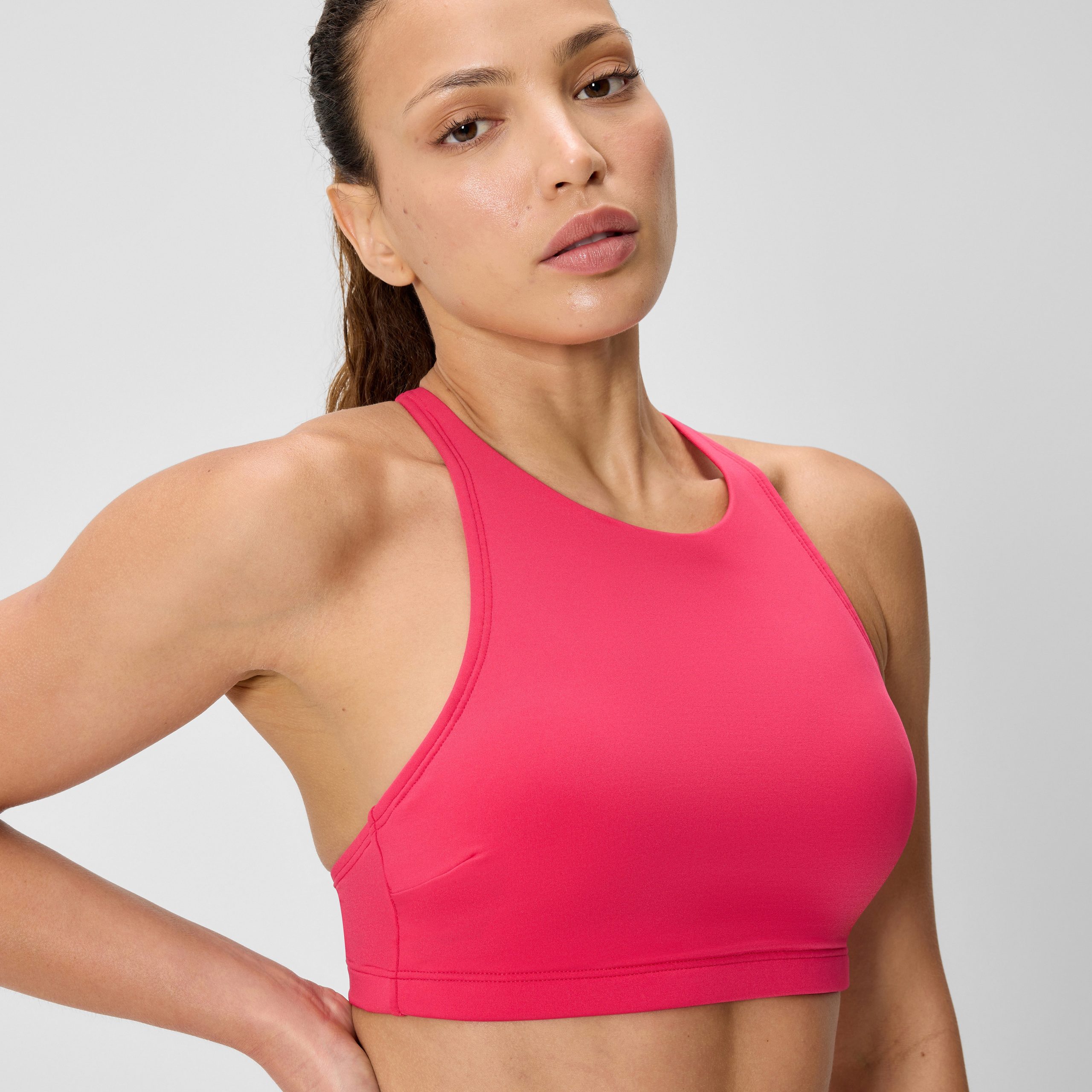 Women's Solid High Neck Bikini Top Ruby - Image 9