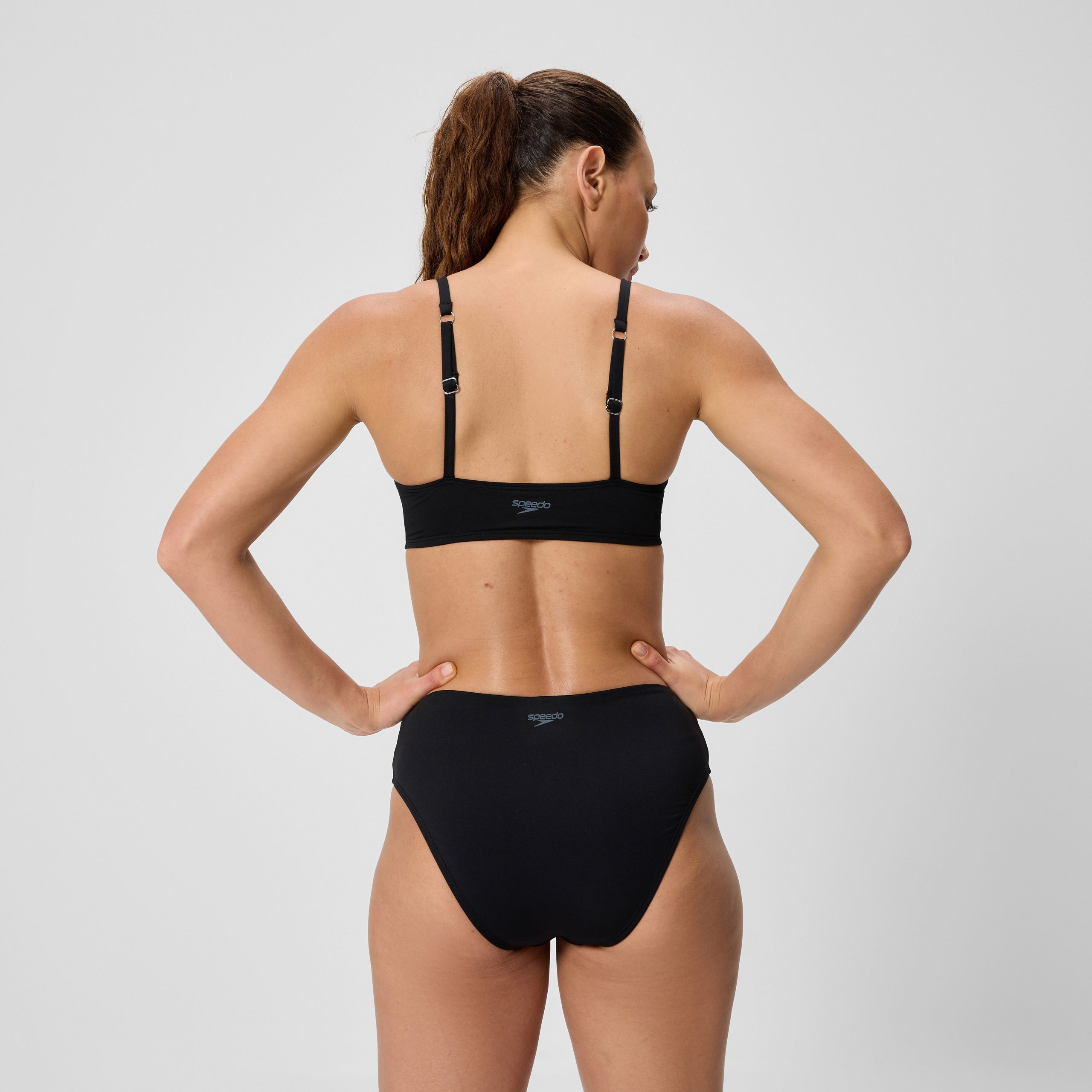 Women's Solid Cheeky High Waist Bottoms Black - Image 3