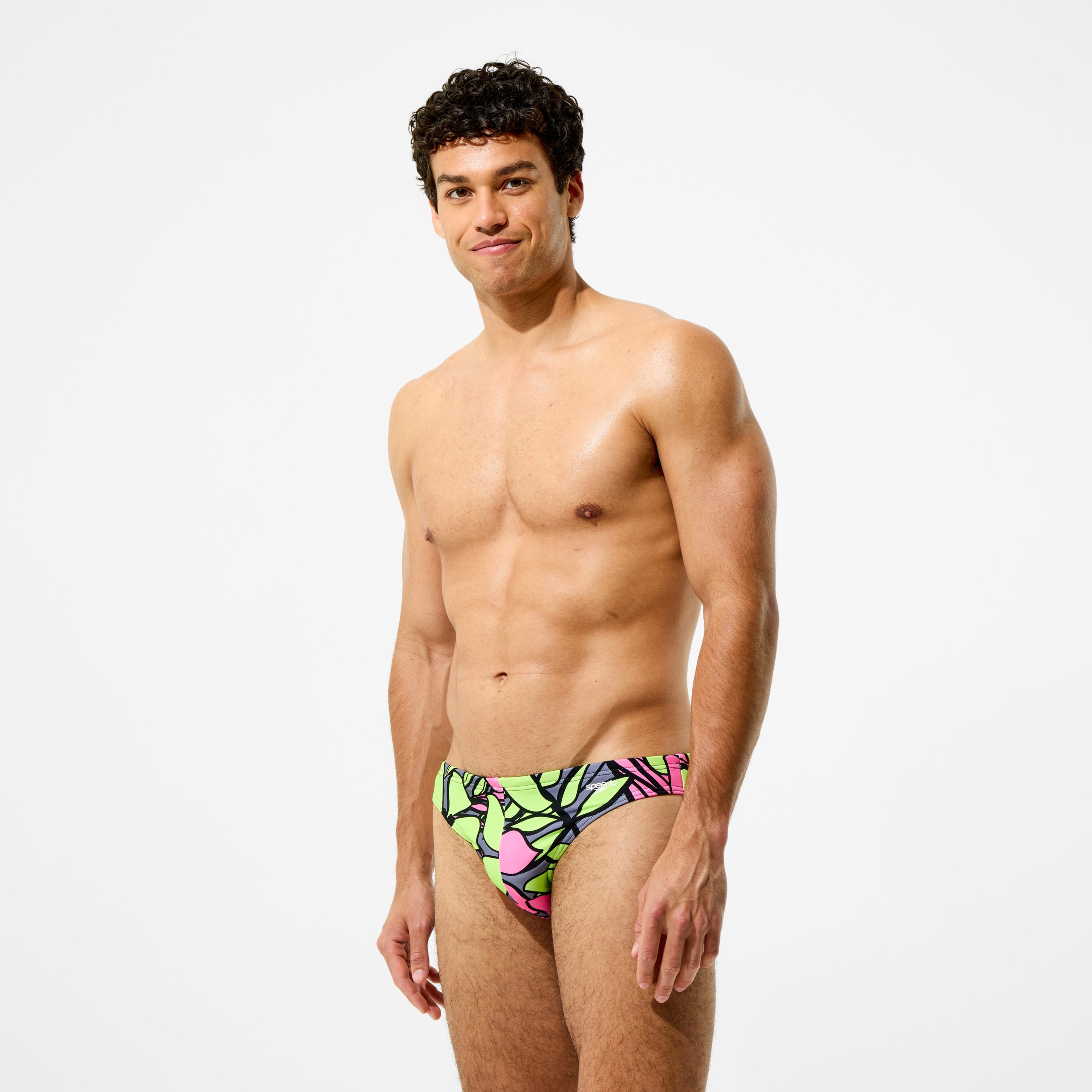 Men's The Speedo Printed Briefs Pink/Green - Image 3