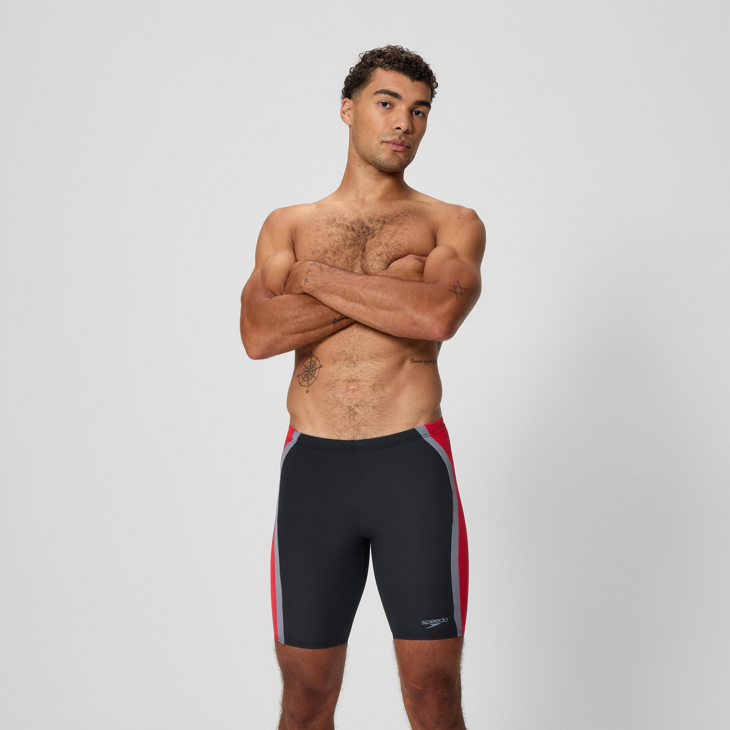 Men's Solid Splice Jammer Black/Red