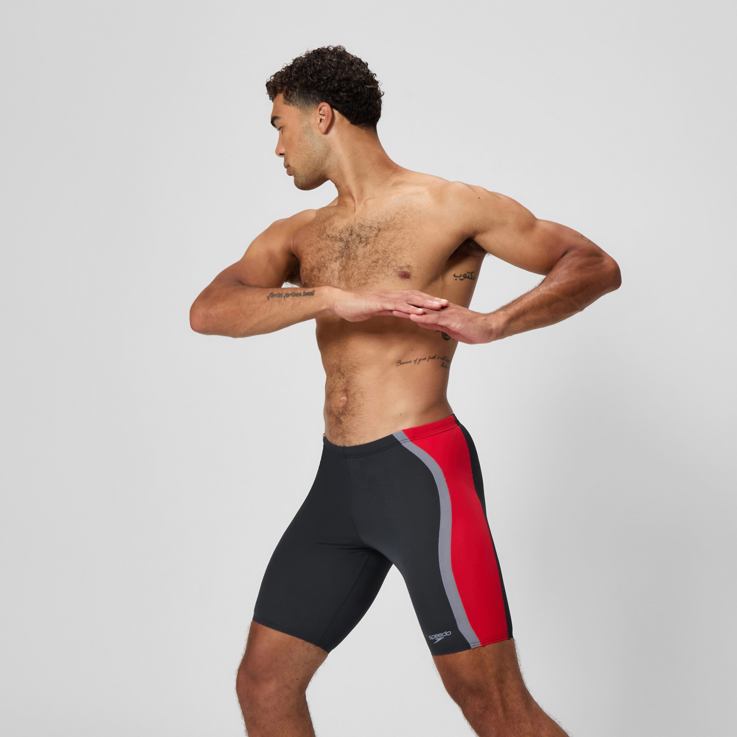 Men's Solid Splice Jammer Black/Red - Image 2