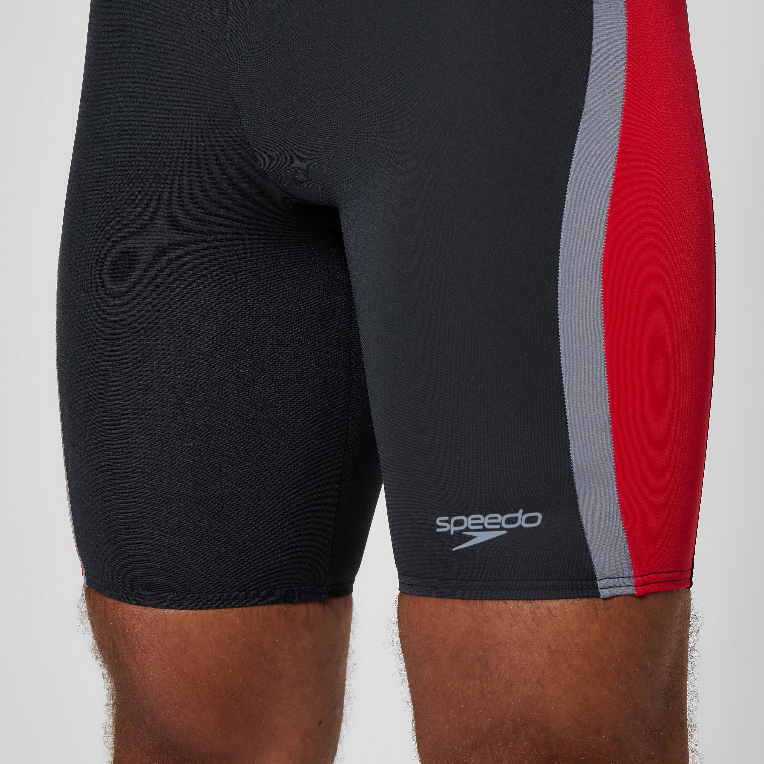 Men's Solid Splice Jammer Black/Red - Image 8
