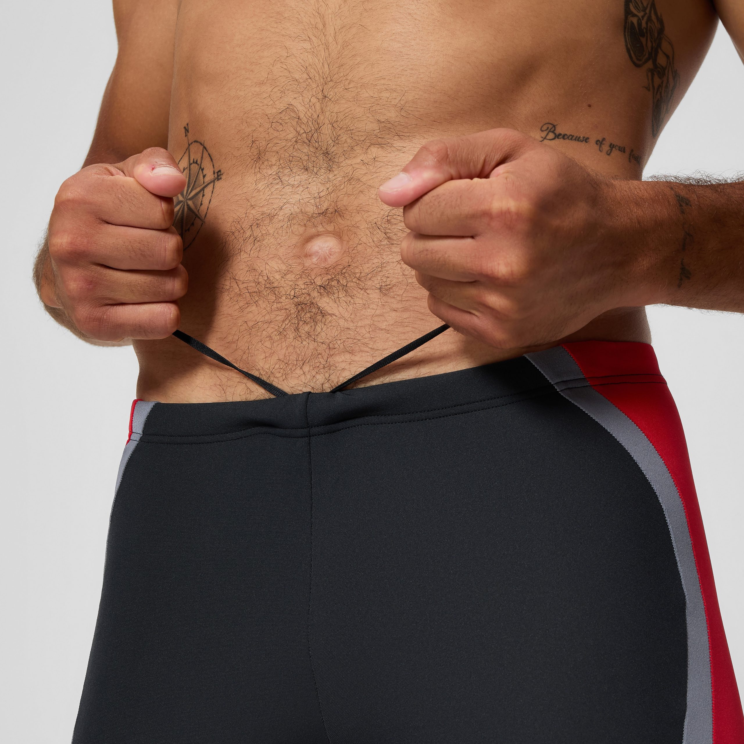 Men's Solid Splice Jammer Black/Red - Image 9