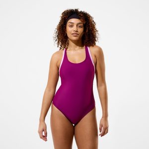Women's Colorblock Racerback One Piece Dark Pink