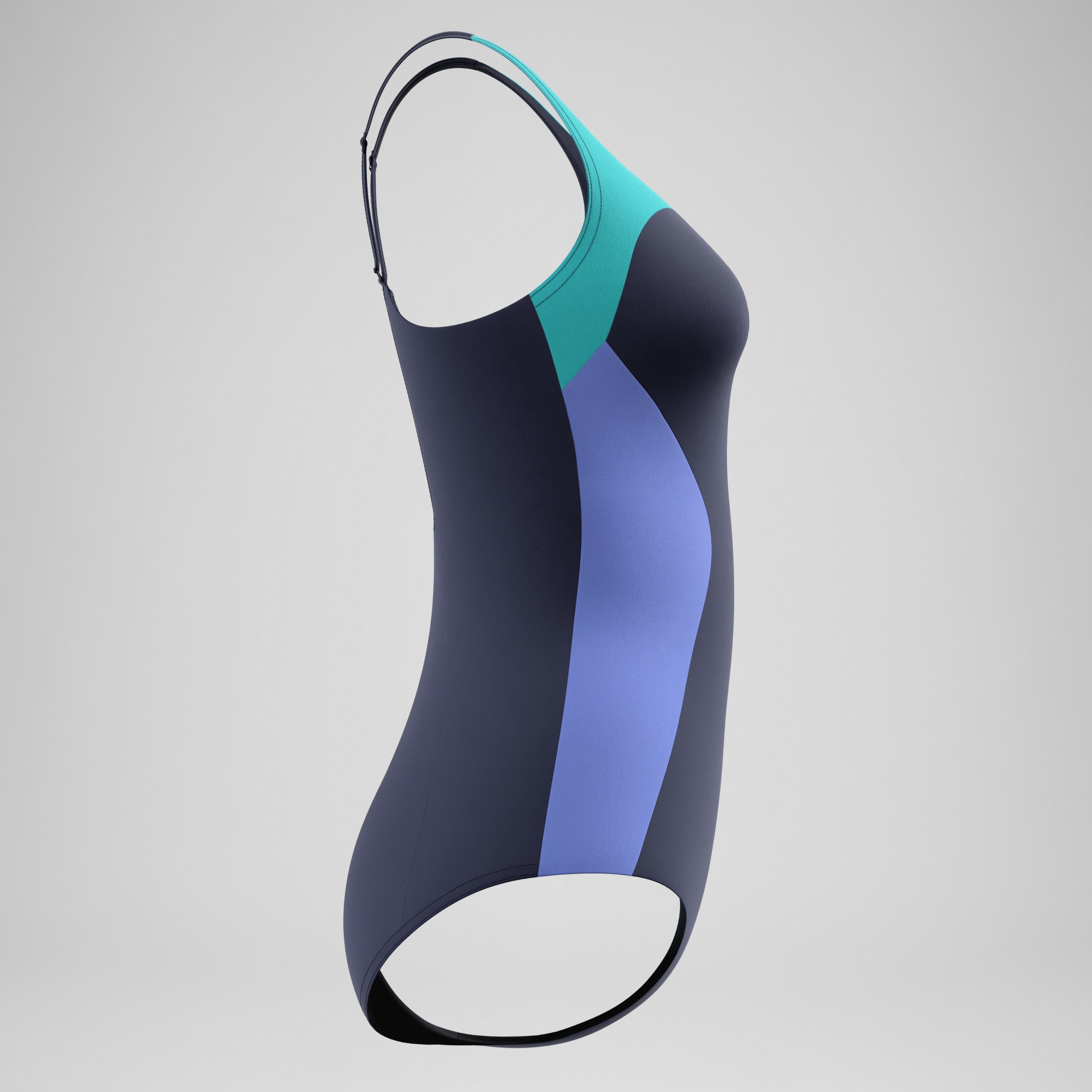 Women's Colorblock Contour One Piece Navy/Turquoise - Image 5
