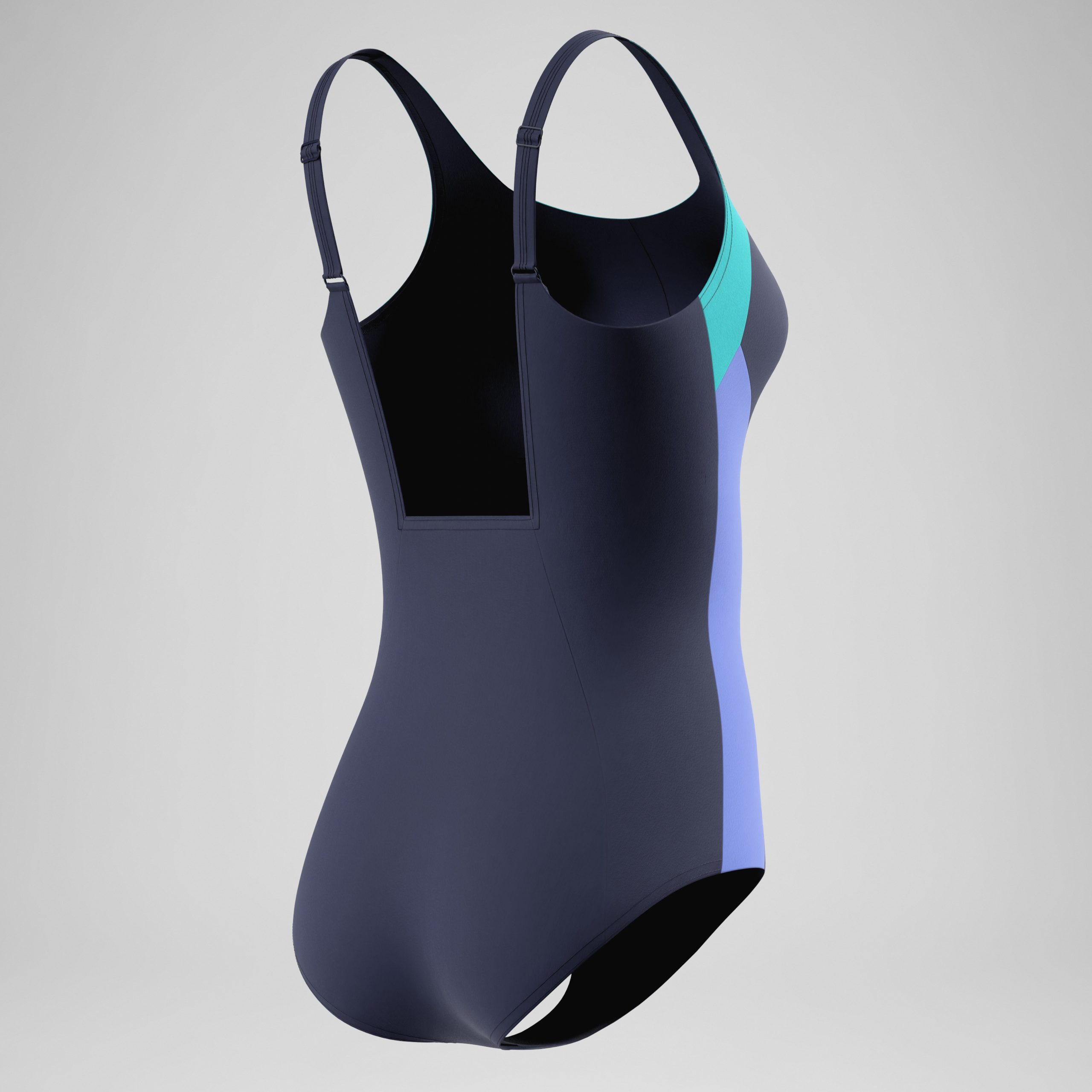 Women's Colorblock Contour One Piece Navy/Turquoise - Image 6