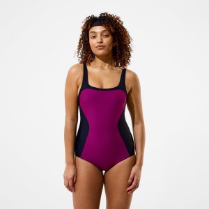 Women's Colorblock Contour One Piece Dark Pink/Black