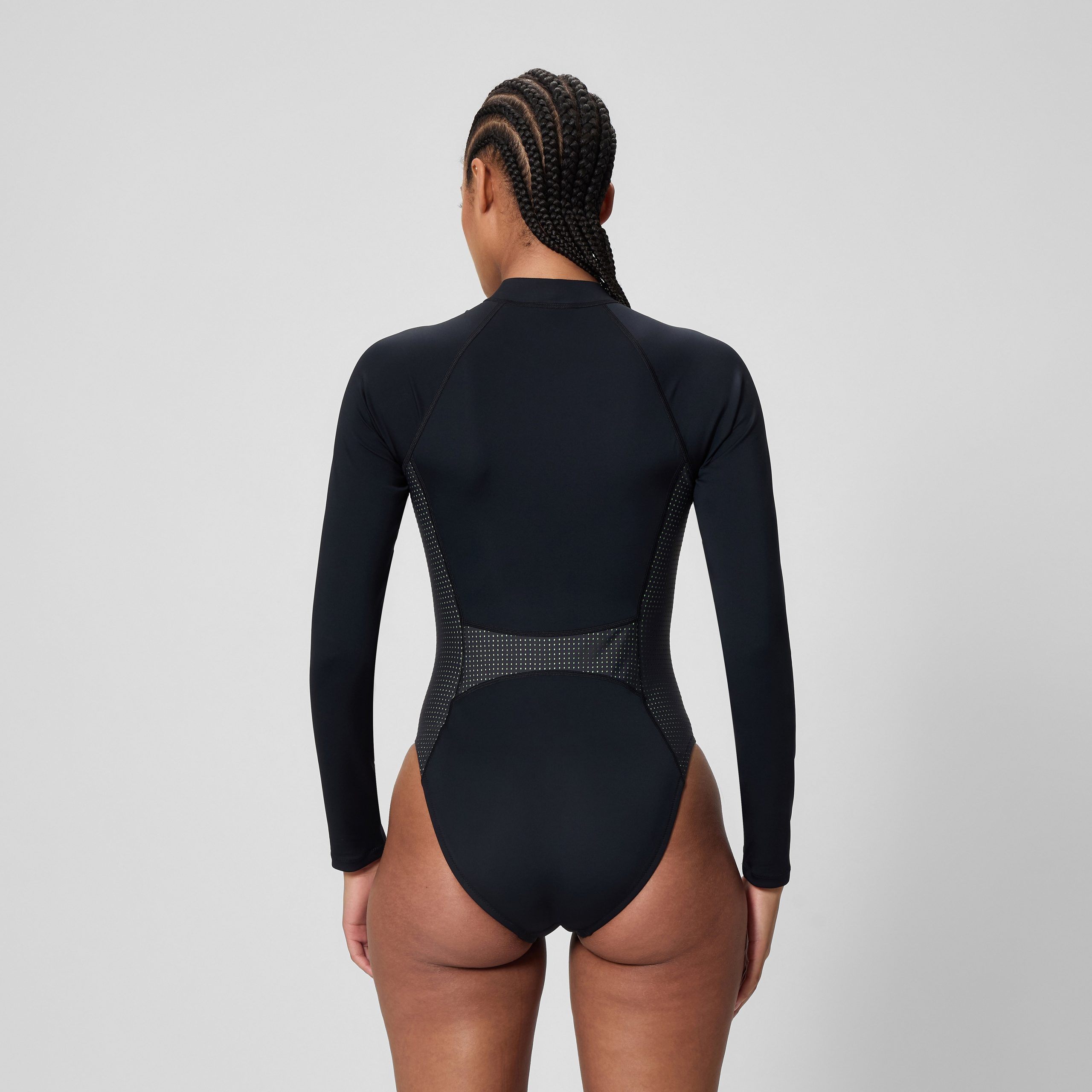 Women's Scuba Flex Long Sleeve Zip One Piece Black/Green - Image 3