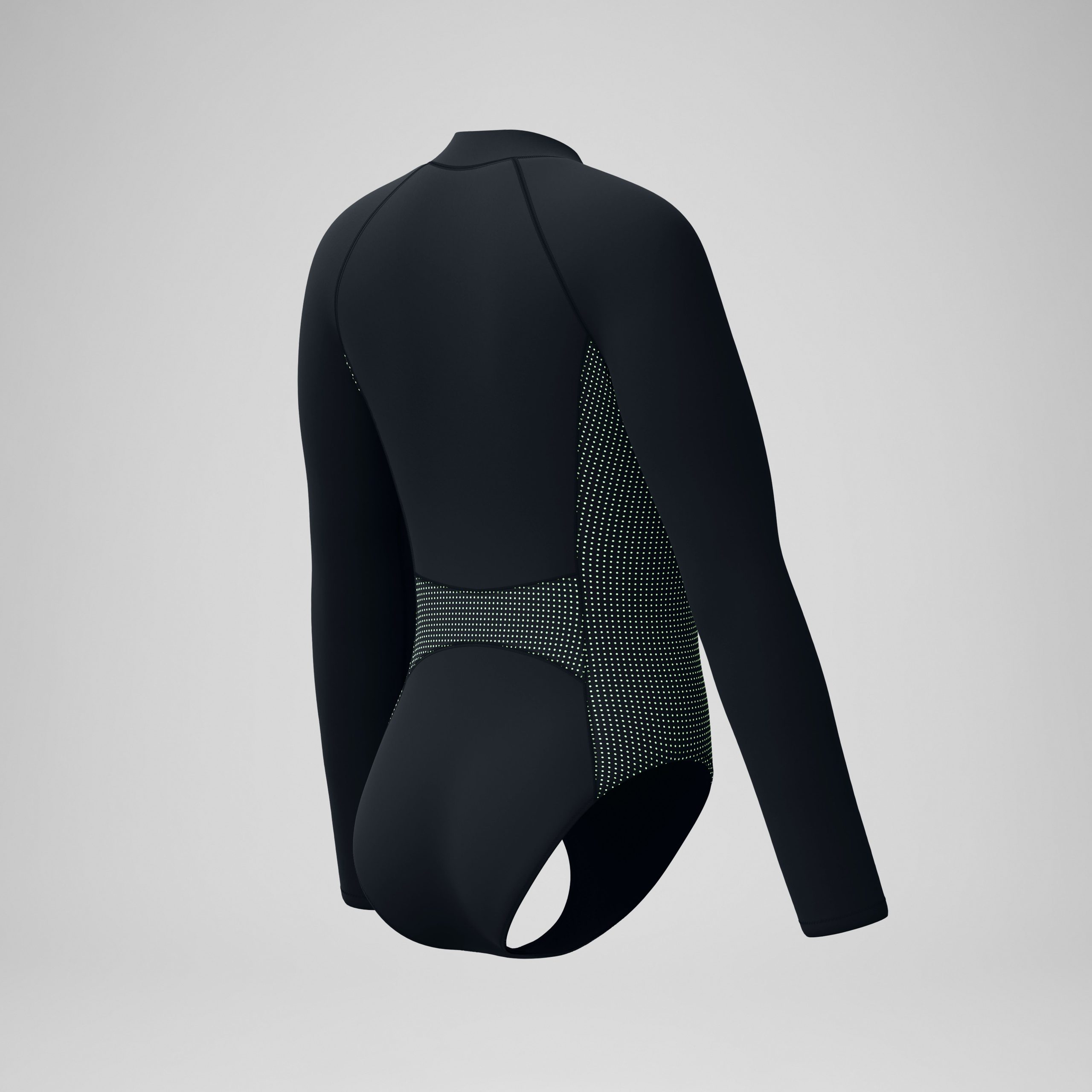 Women's Scuba Flex Long Sleeve Zip One Piece Black/Green - Image 7