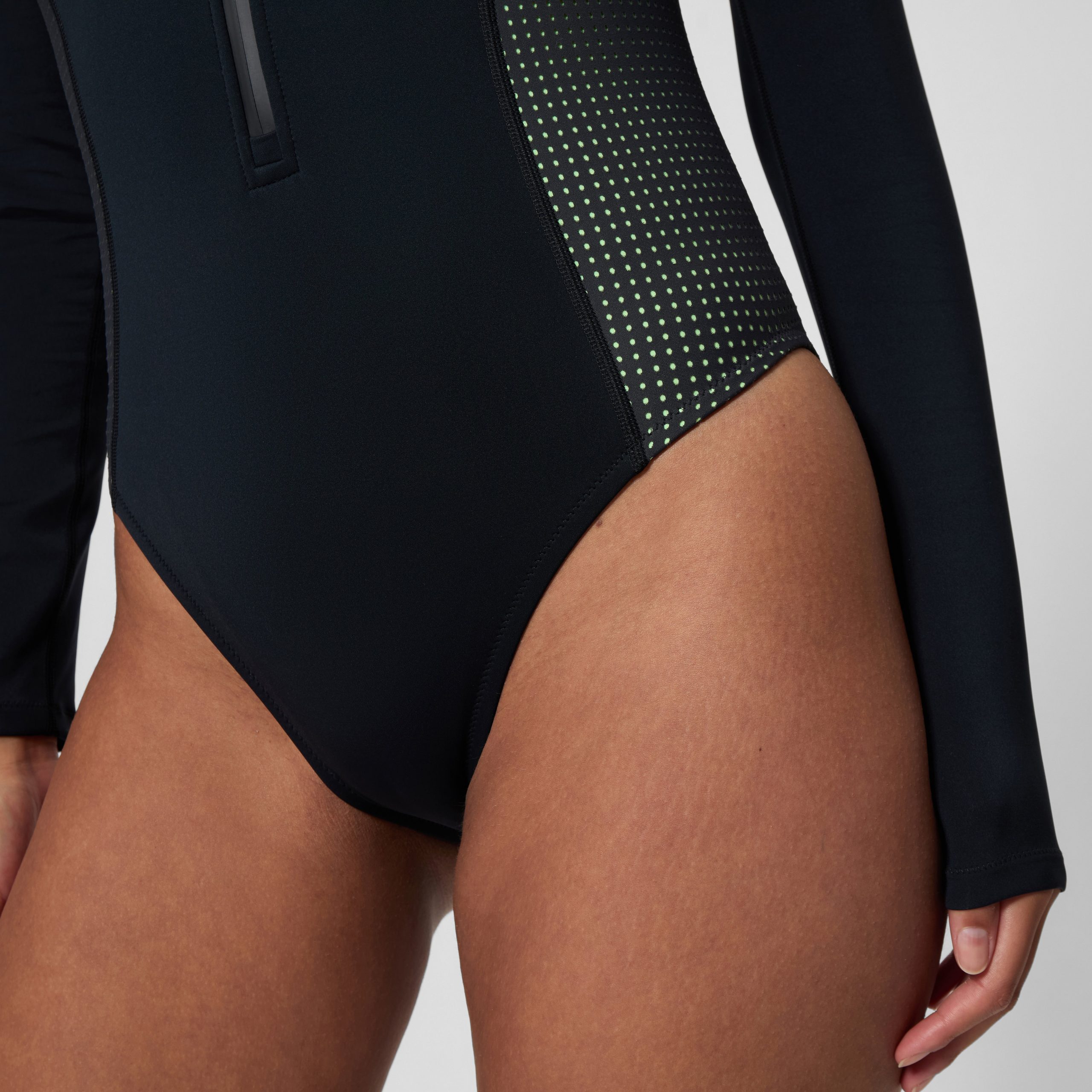 Women's Scuba Flex Long Sleeve Zip One Piece Black/Green - Image 8