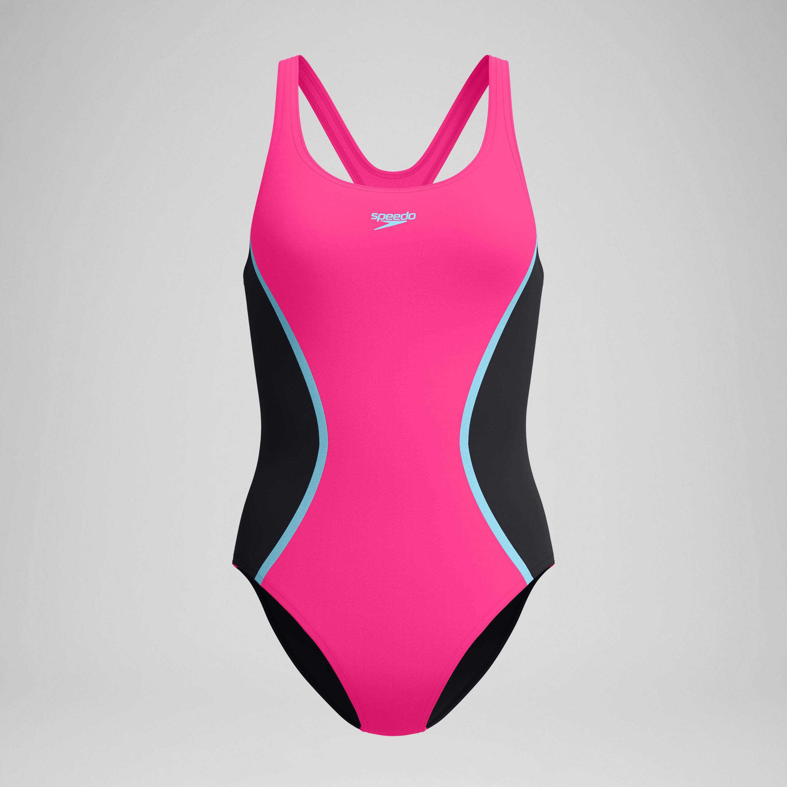Women's Medalist Solid Splice One Piece Pink/Black - Image 4