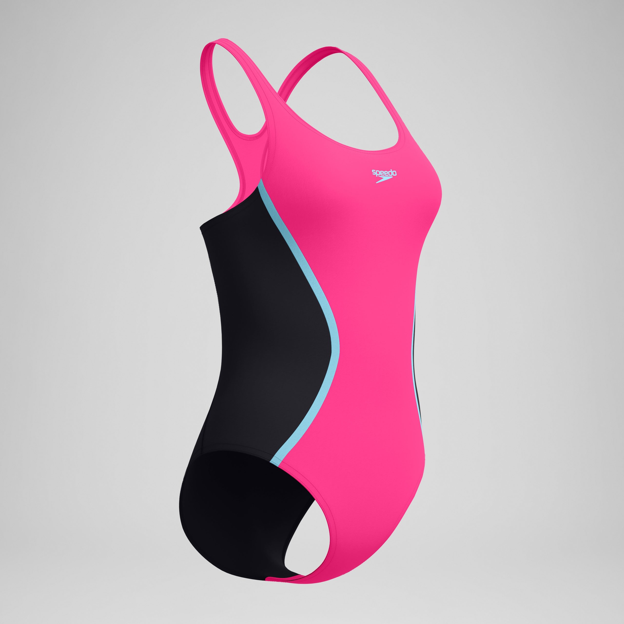 Women's Medalist Solid Splice One Piece Pink/Black - Image 5