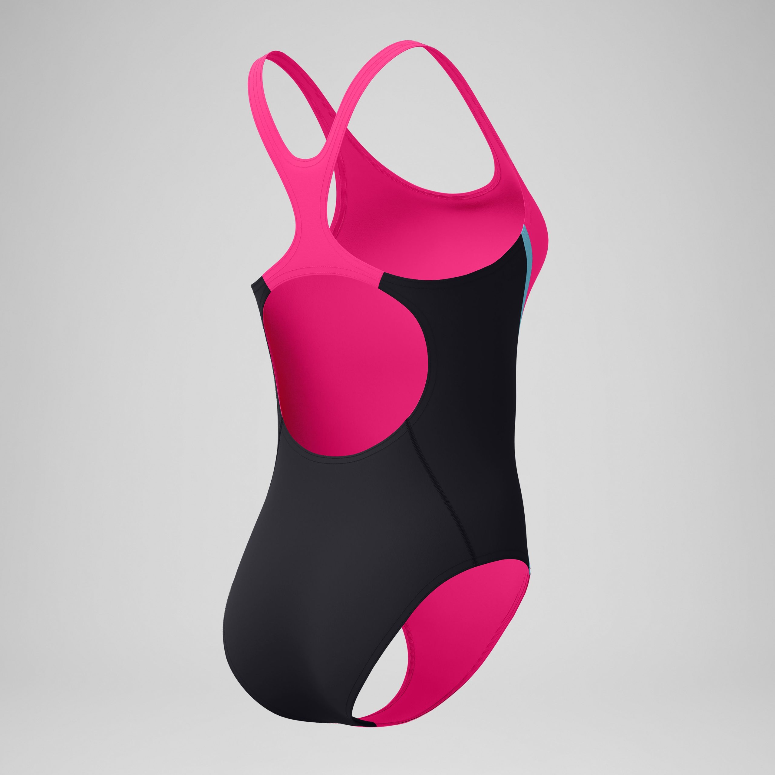 Women's Medalist Solid Splice One Piece Pink/Black - Image 7