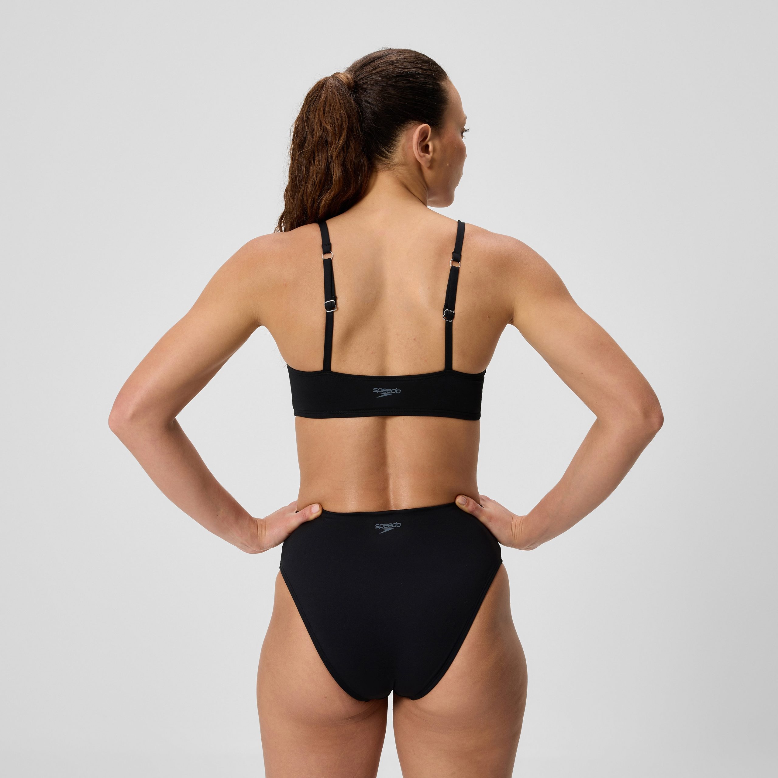 Women's Solid Triangle Bikini Top Black - Image 3
