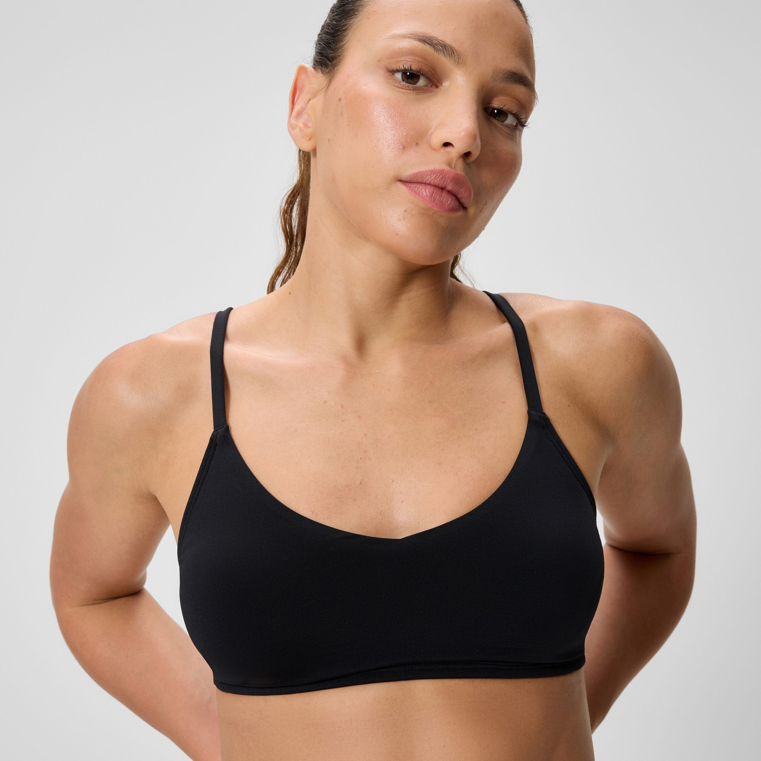 Women's Solid Triangle Bikini Top Black - Image 9