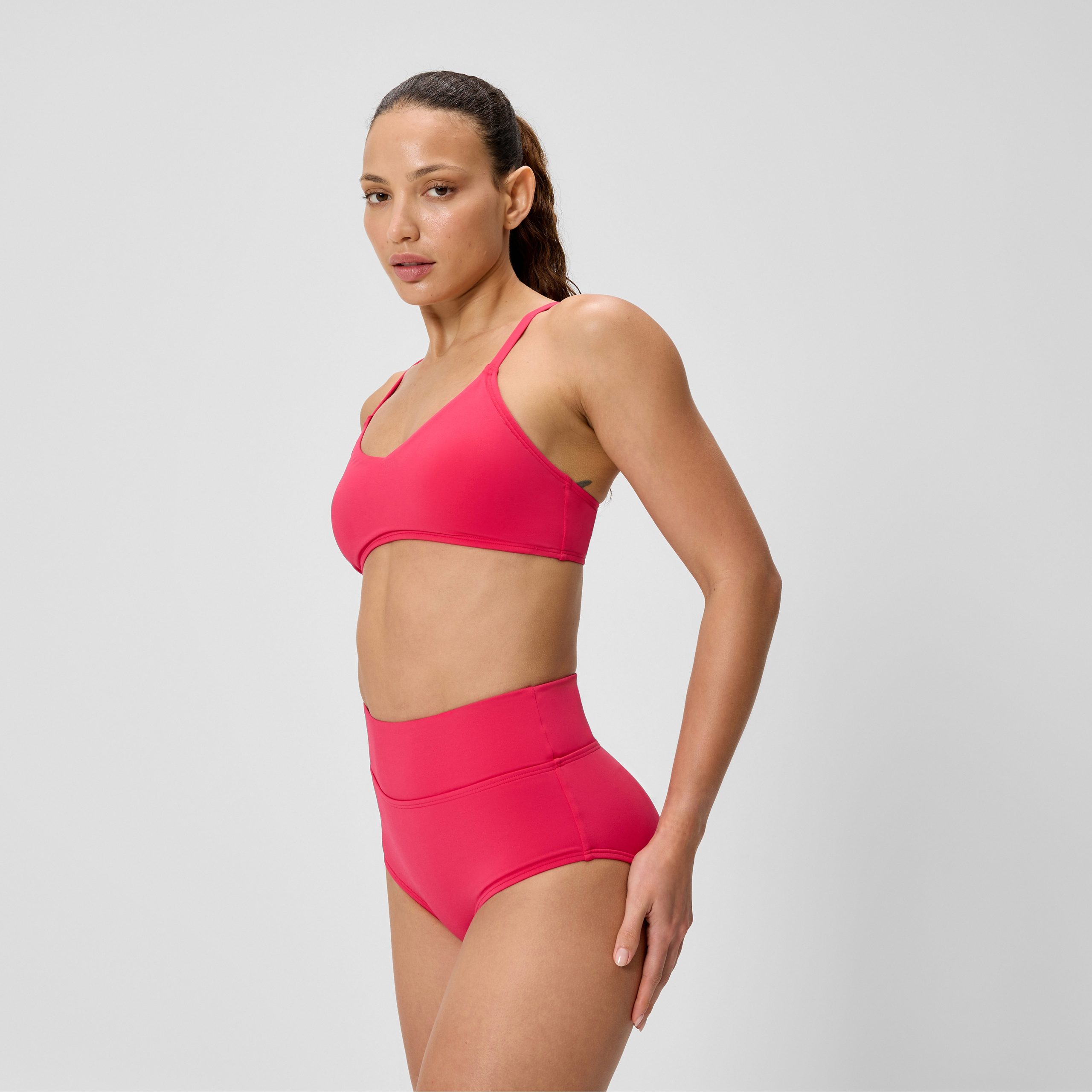 Women's Solid Triangle Bikini Top Ruby - Image 2