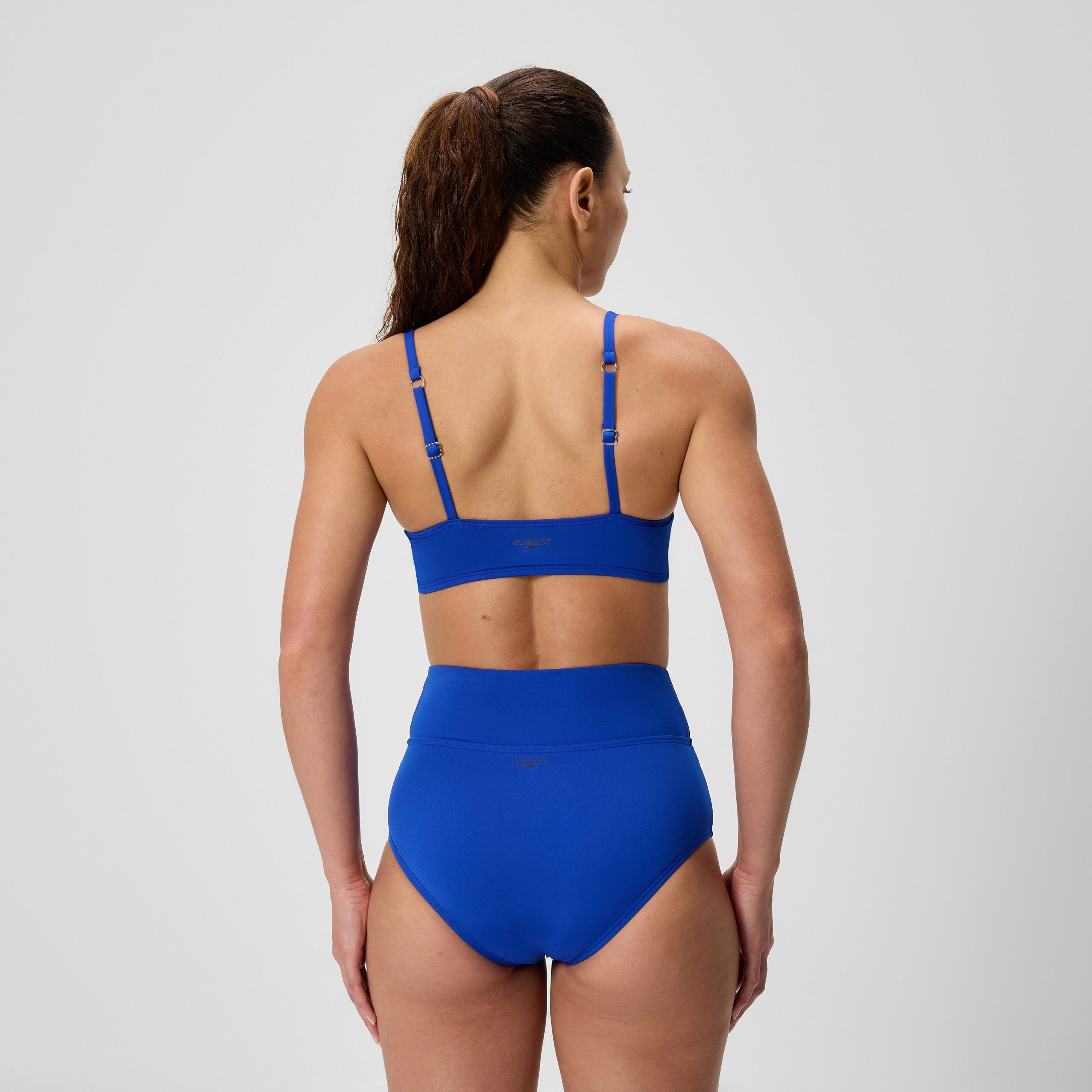 Women's Solid Triangle Bikini Top Blue - Image 3