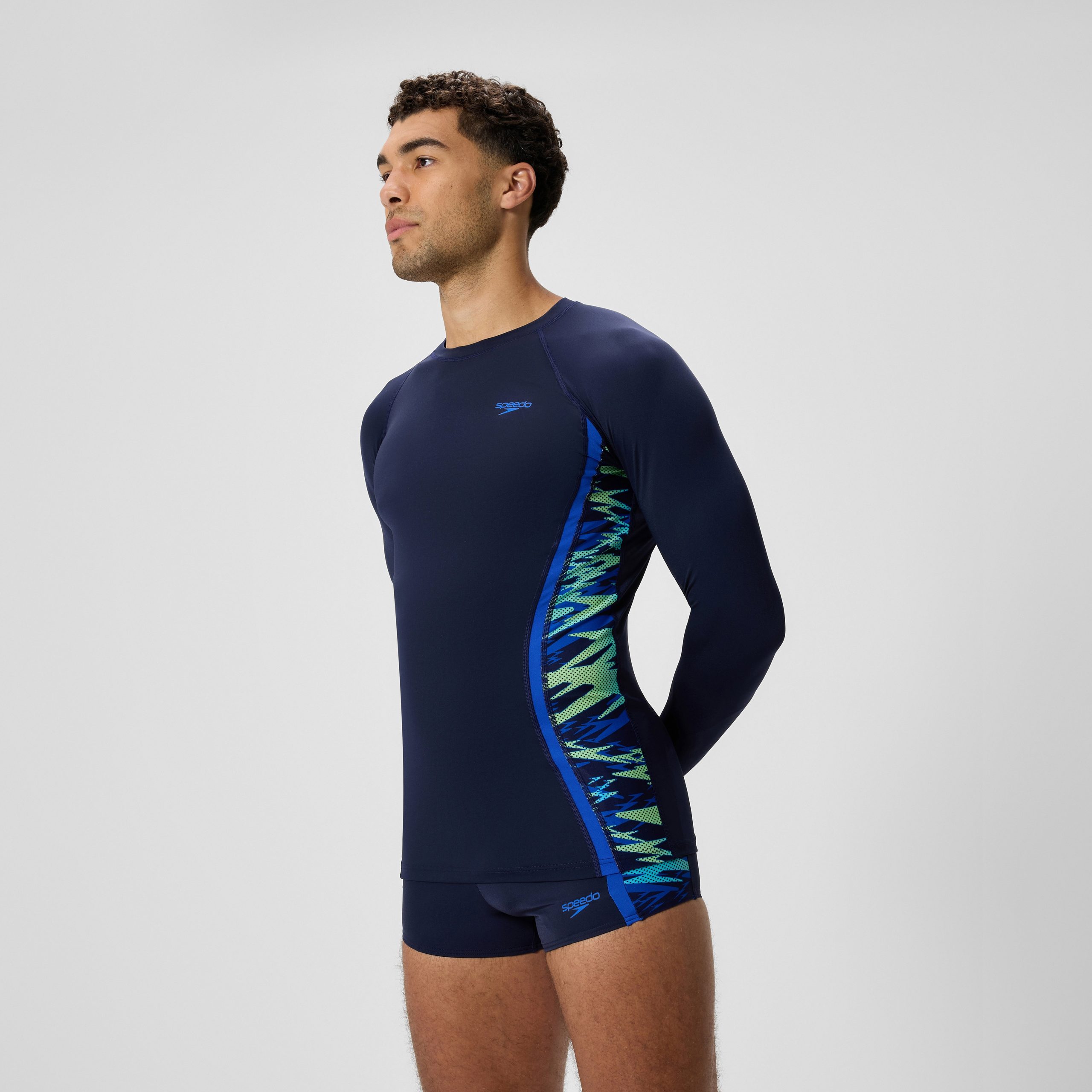Men's Hyperboom Splice Long Sleeve Rashguard Navy - Image 2