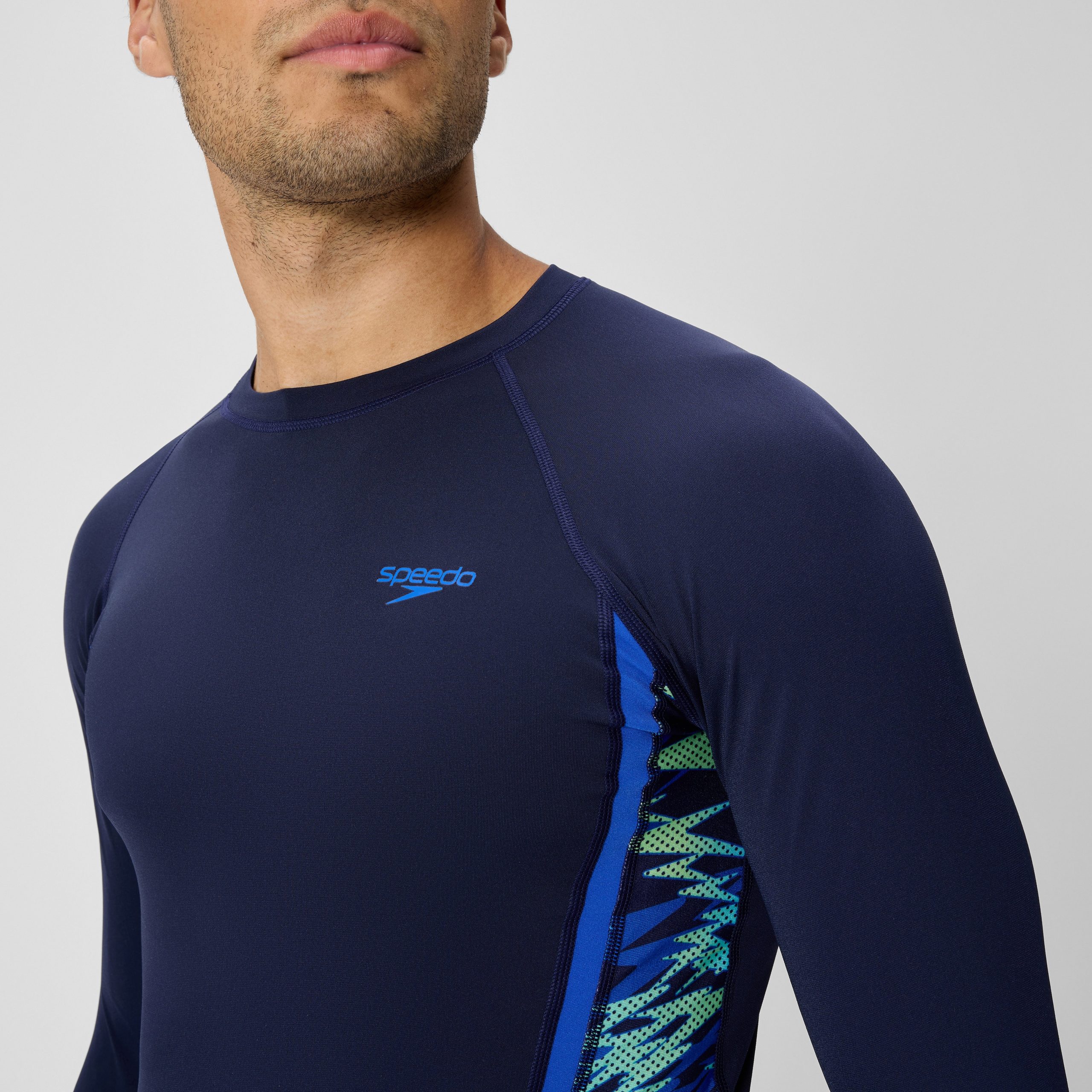 Men's Hyperboom Splice Long Sleeve Rashguard Navy - Image 8