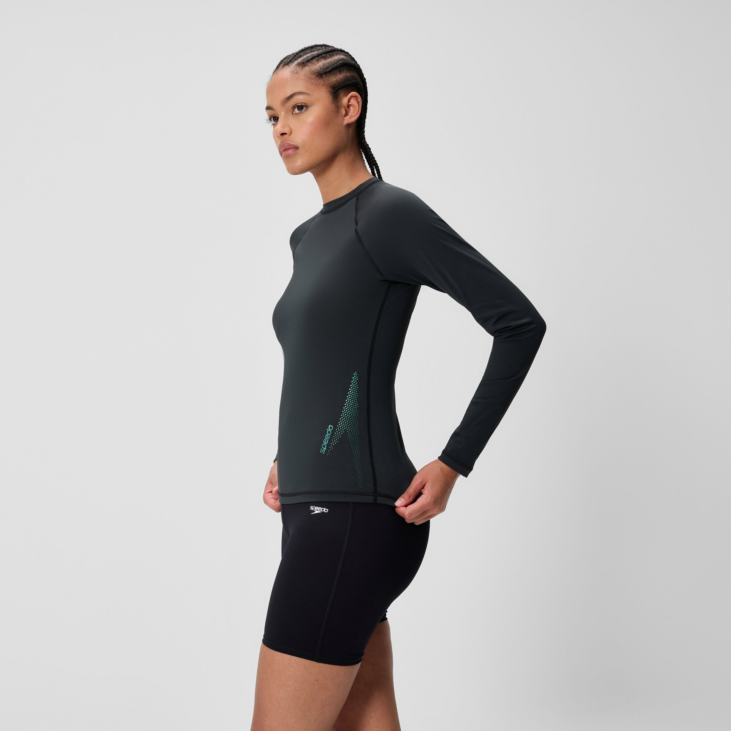 Women's Boom Solid Long Sleeve Rashguard Black - Image 2