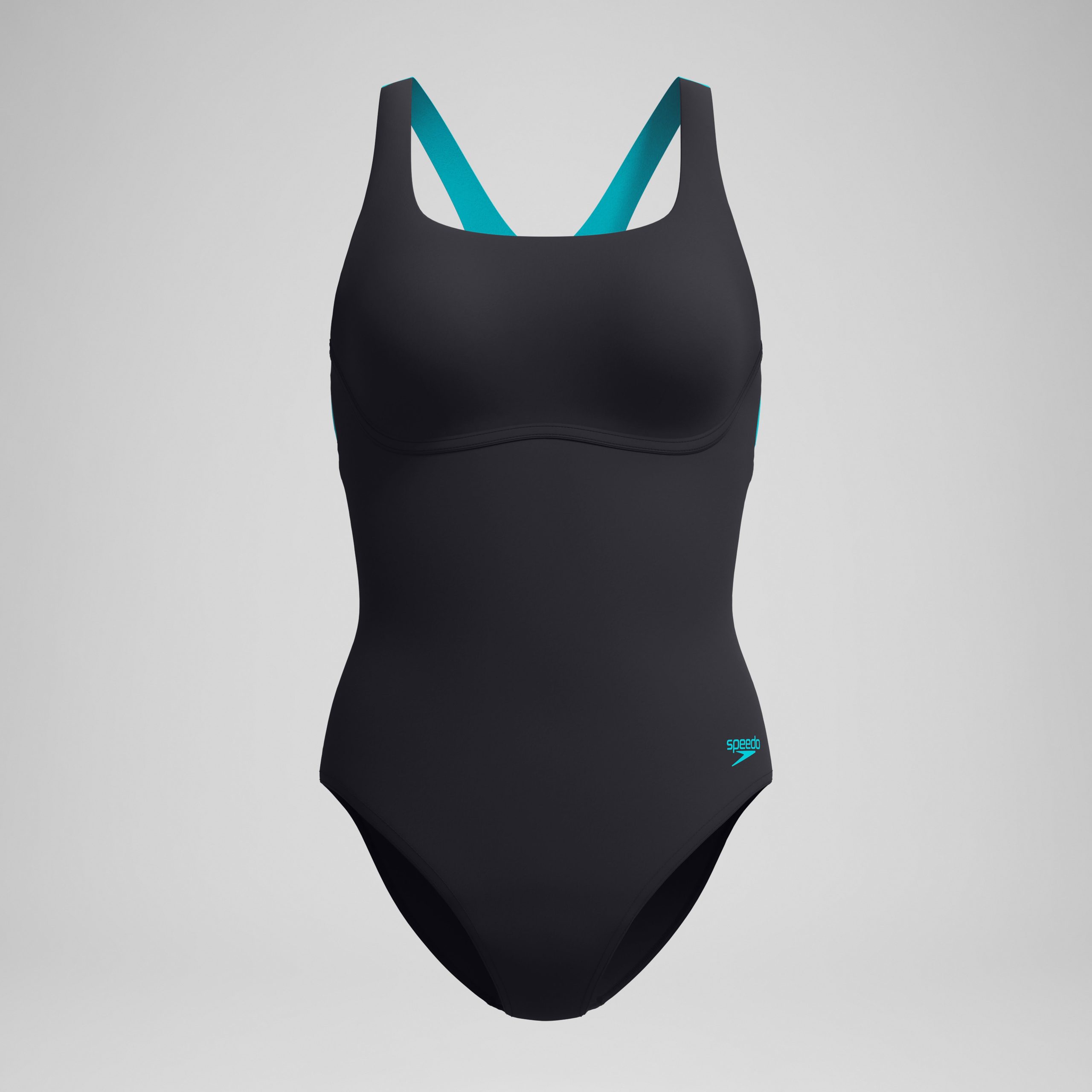 Women's Solid Flex Band One Piece Black/Turquoise - Image 4