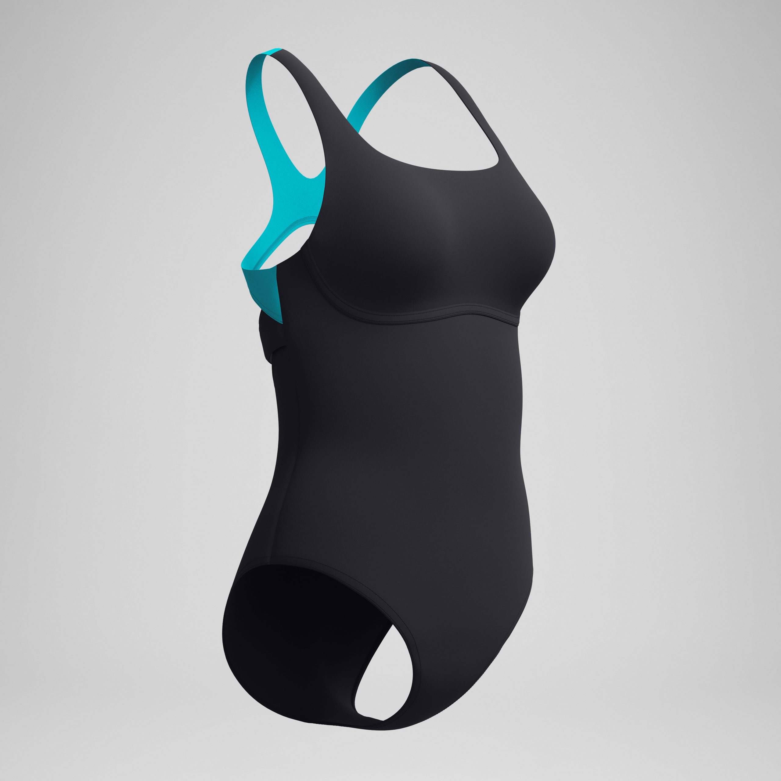 Women's Solid Flex Band One Piece Black/Turquoise - Image 5