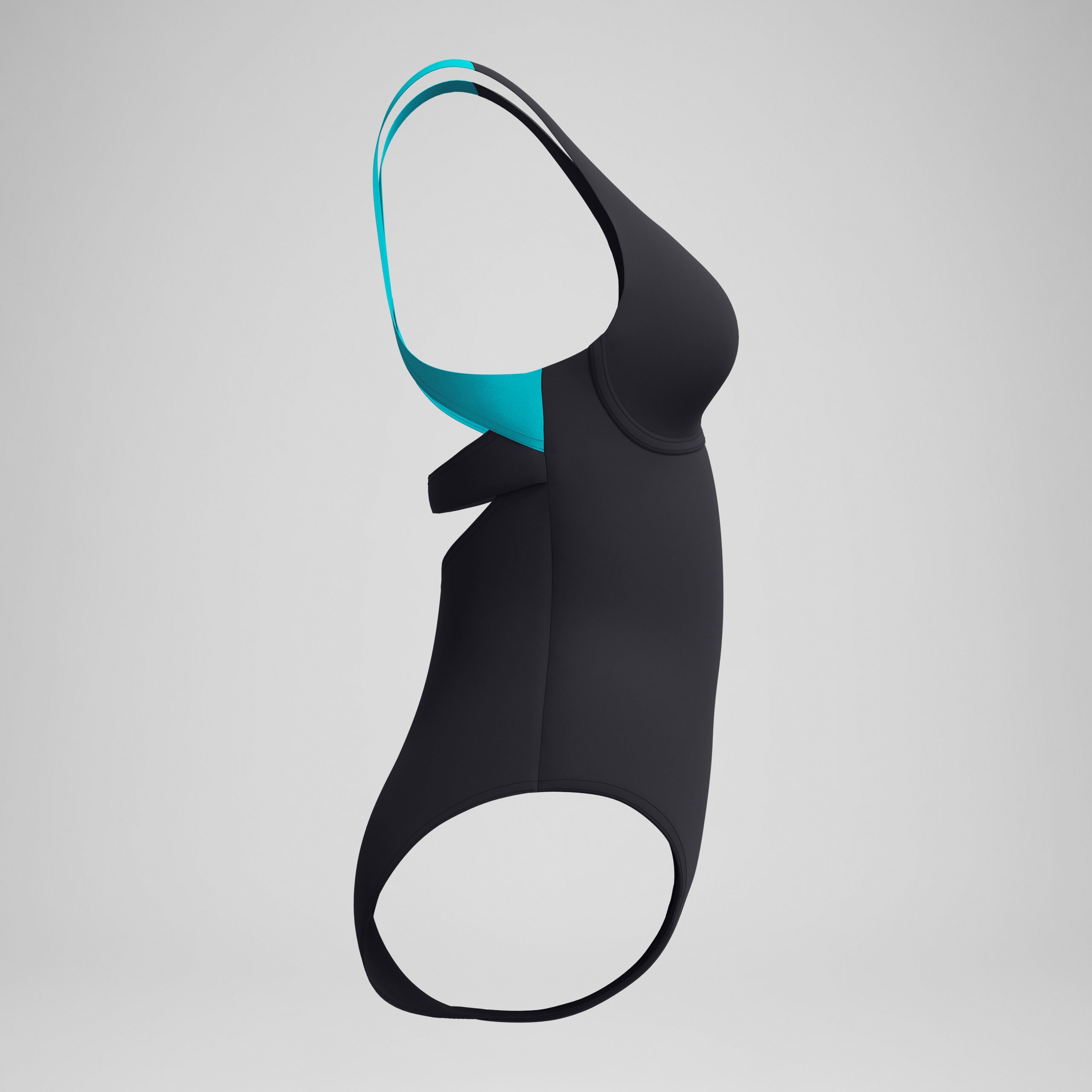 Women's Solid Flex Band One Piece Black/Turquoise - Image 6