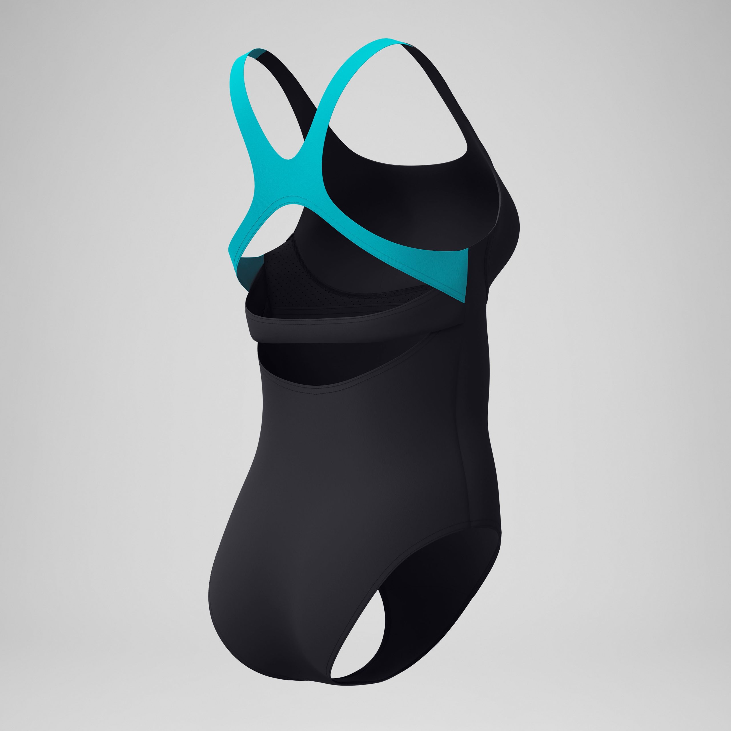Women's Solid Flex Band One Piece Black/Turquoise - Image 7