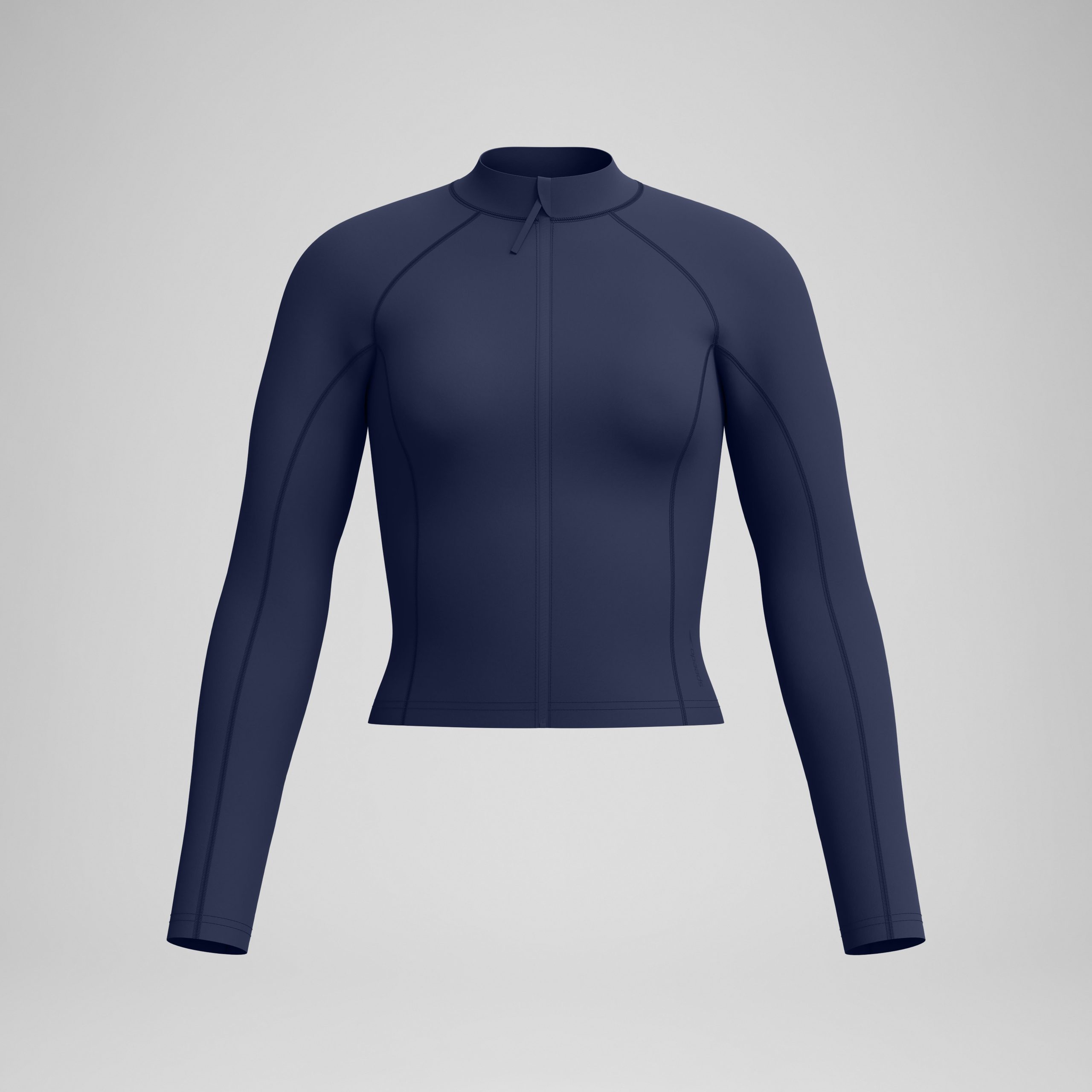 Women's Solid Long Sleeve Zip Rashguard Navy - Image 4