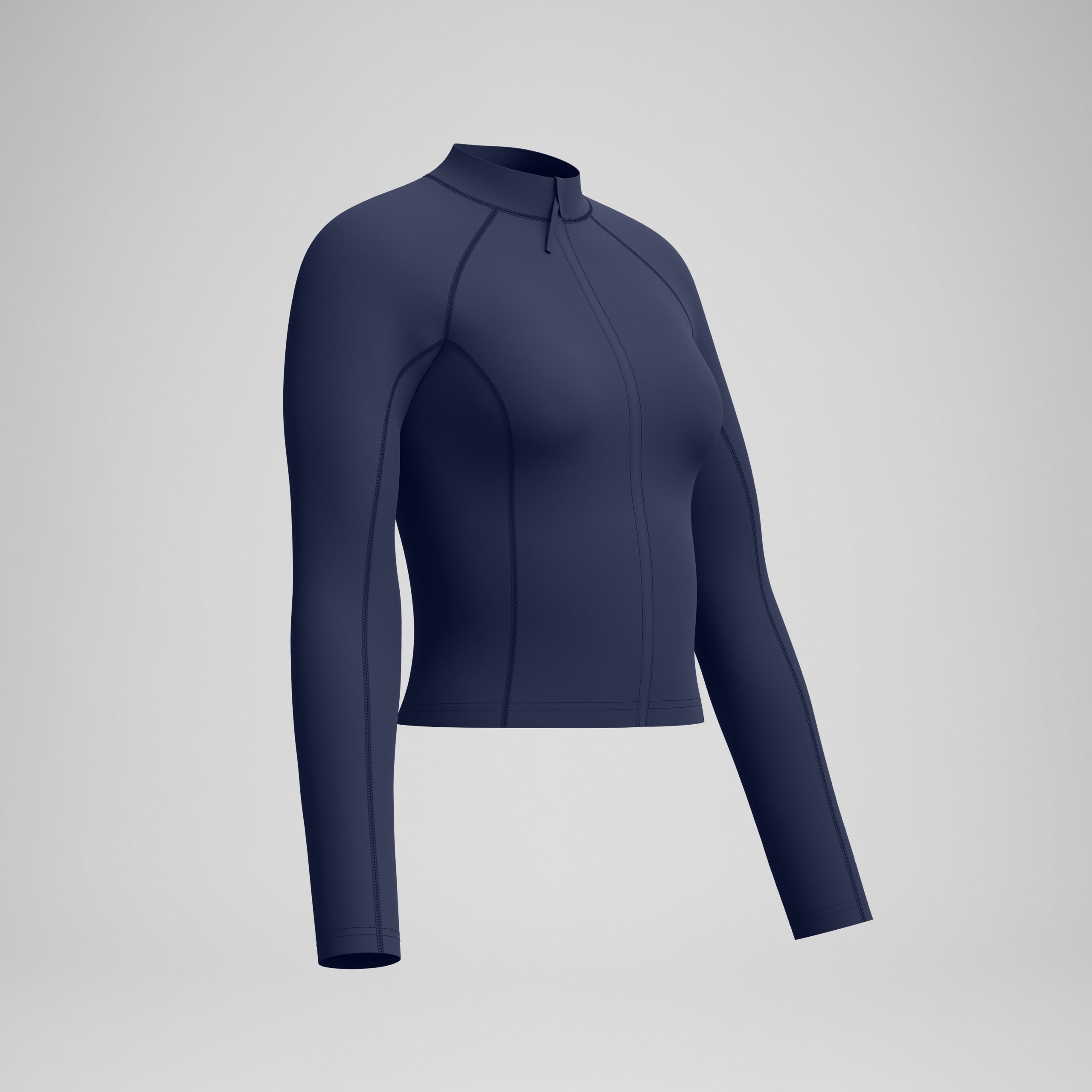 Women's Solid Long Sleeve Zip Rashguard Navy - Image 5