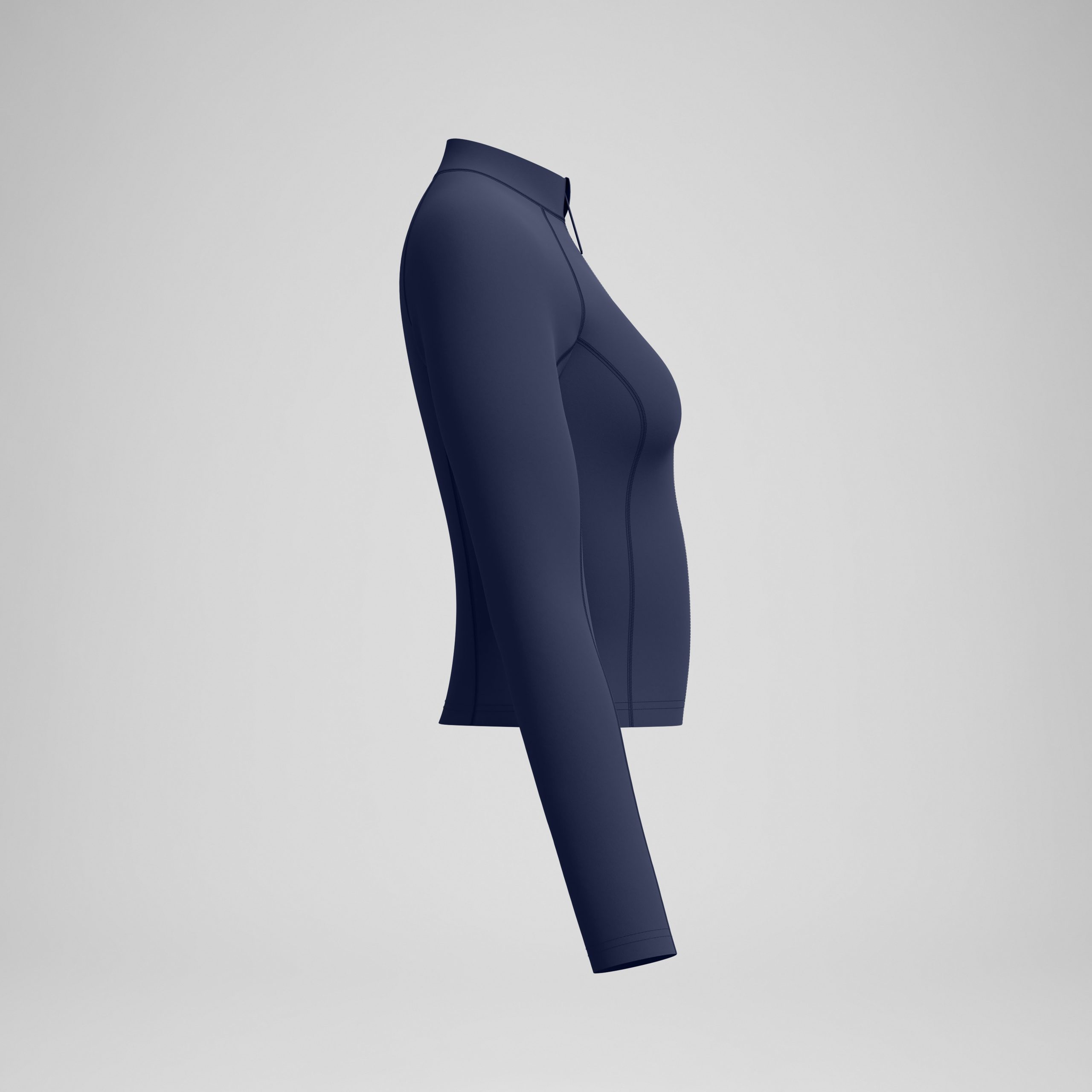 Women's Solid Long Sleeve Zip Rashguard Navy - Image 6