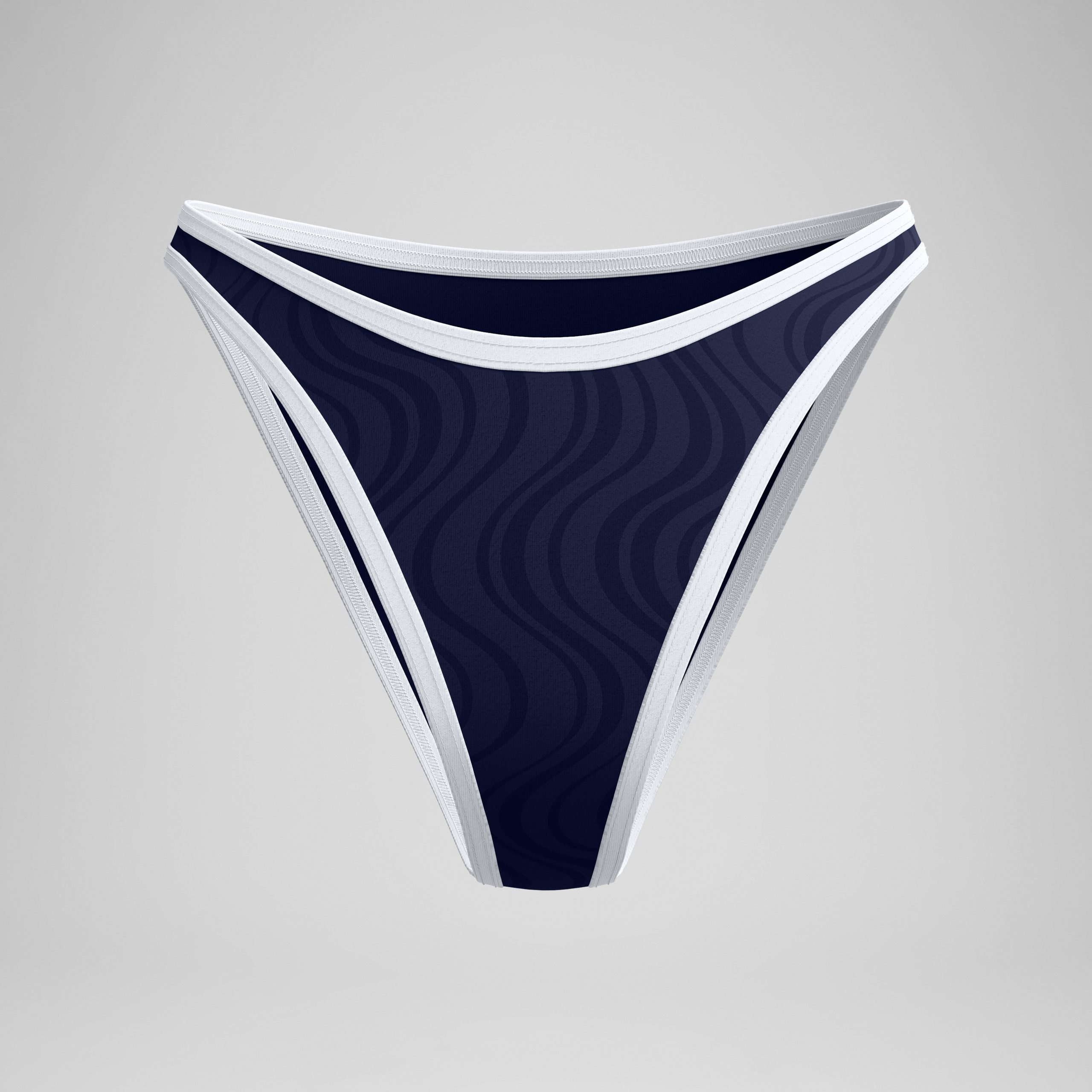 Women's Jetstream Texture Scoop Bikini Bottom Navy/White - Image 4