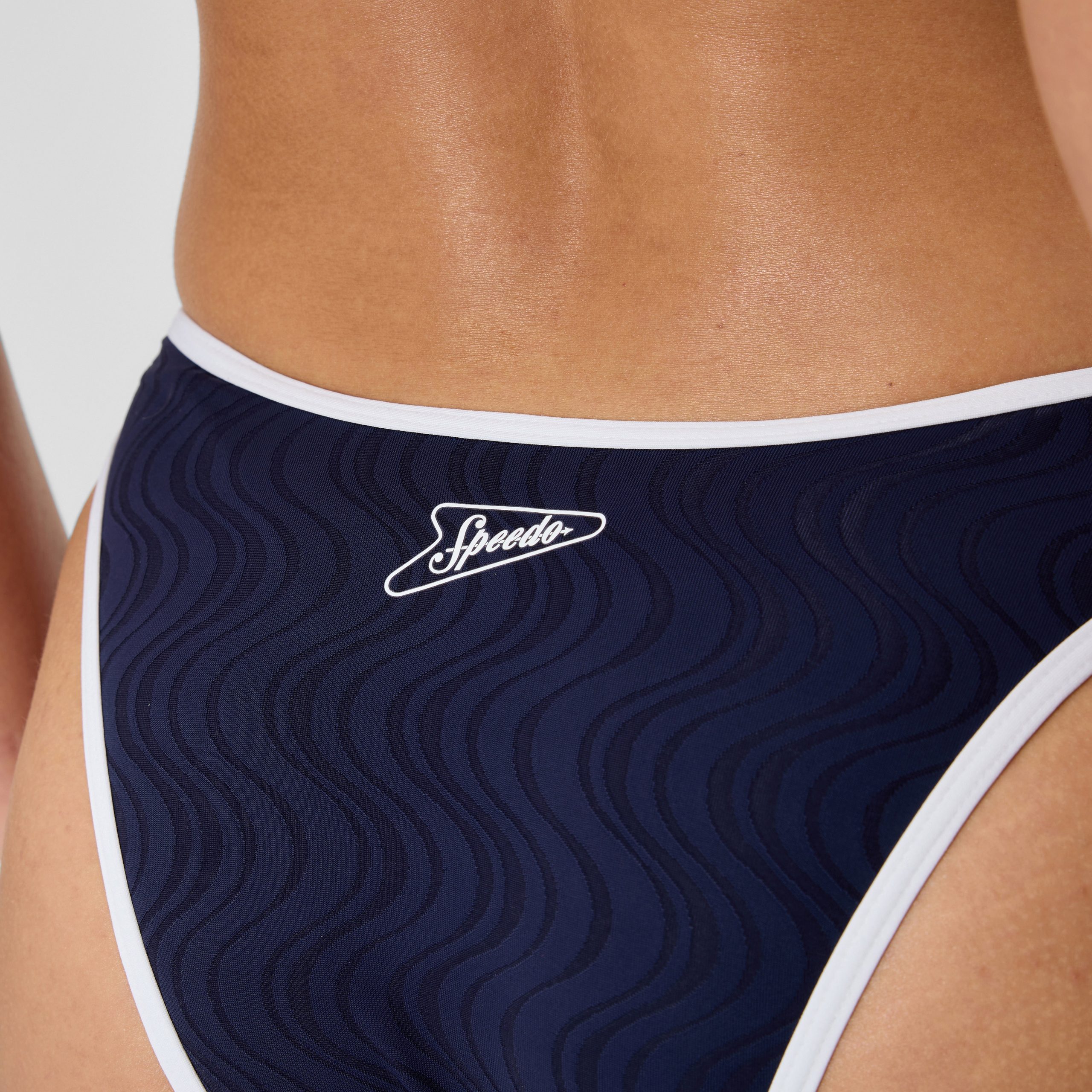 Women's Jetstream Texture Scoop Bikini Bottom Navy/White - Image 8