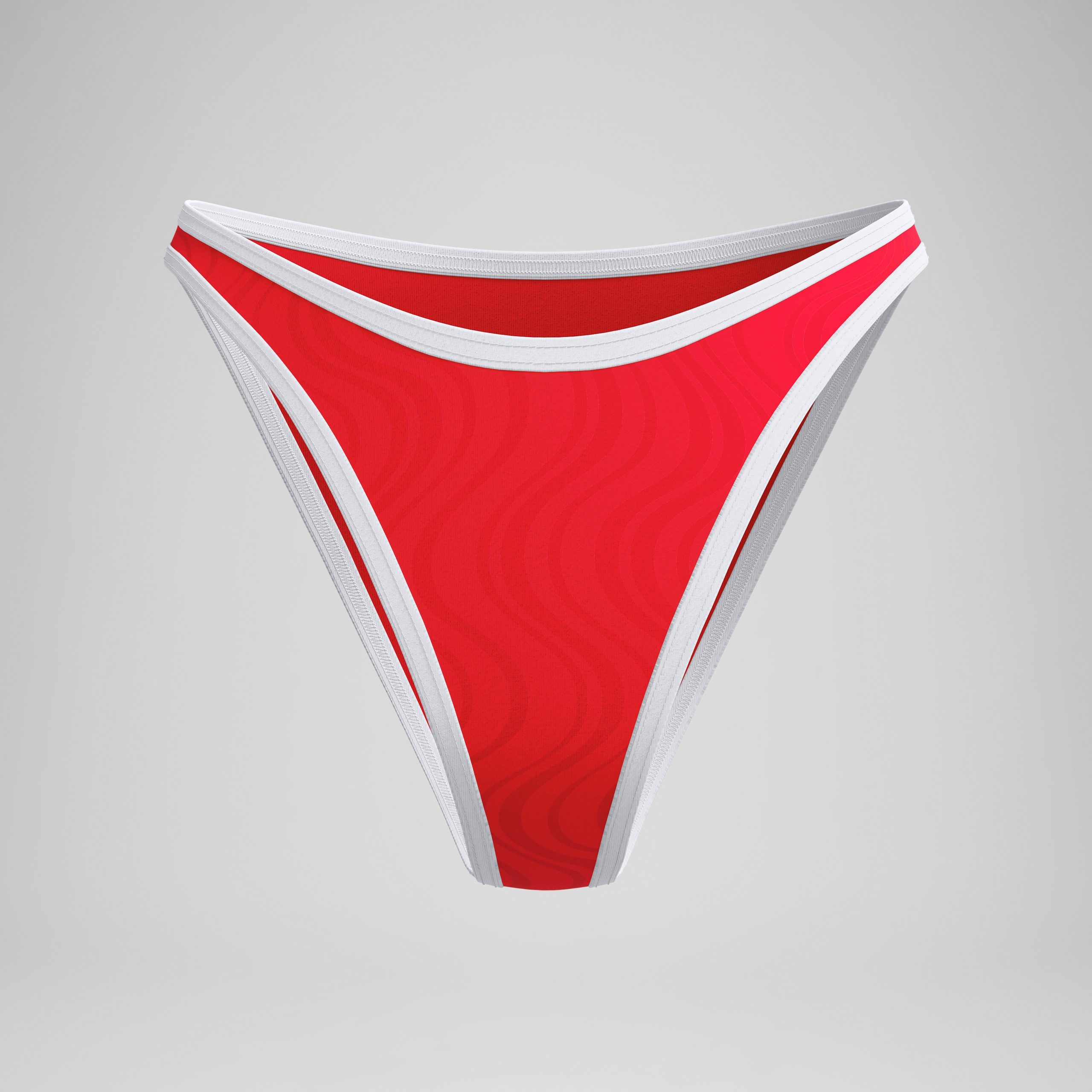 Women's Jetstream Texture Scoop Bikini Bottom Red/White - Image 4