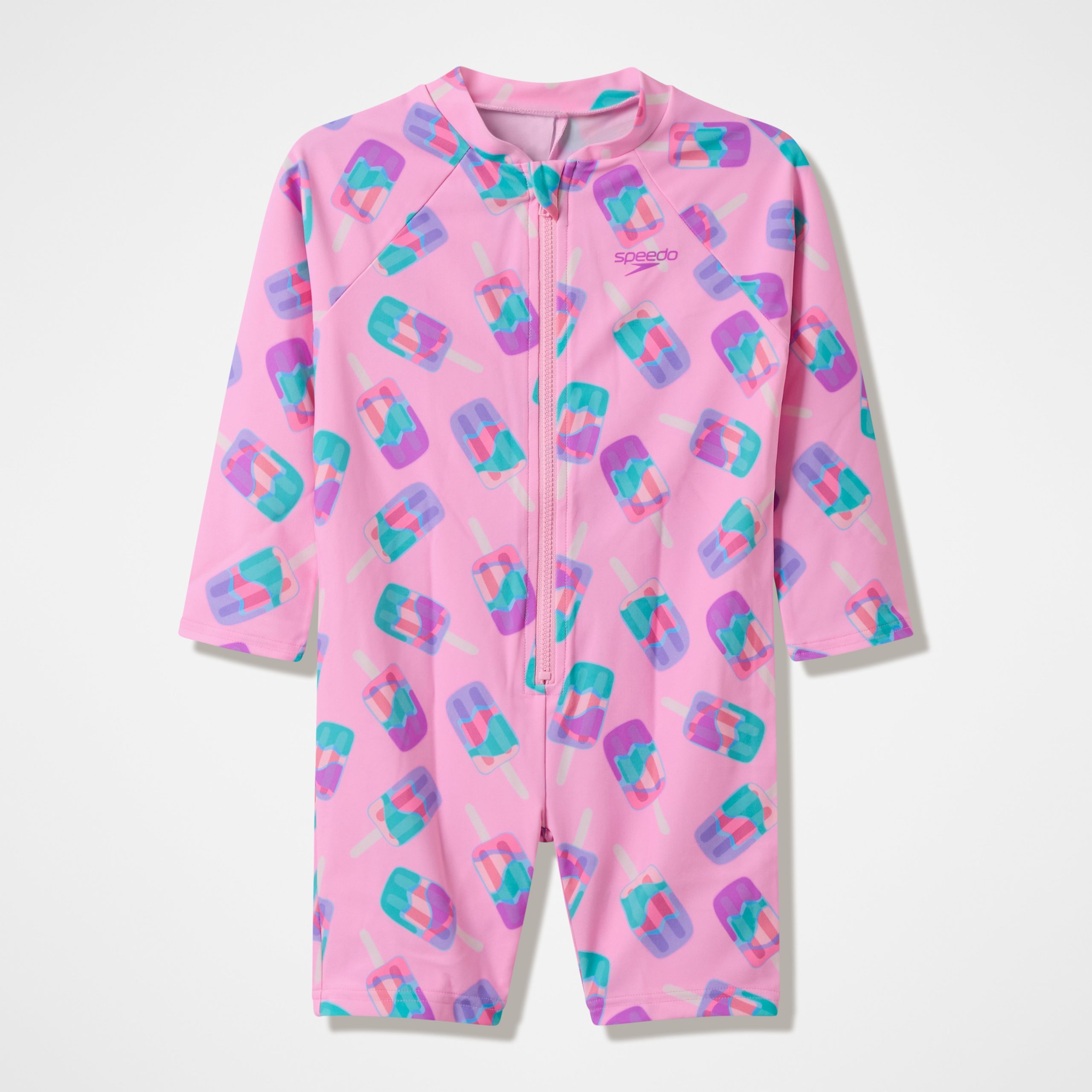 Infants Printed Long Sleeve Zip One Piece Pink