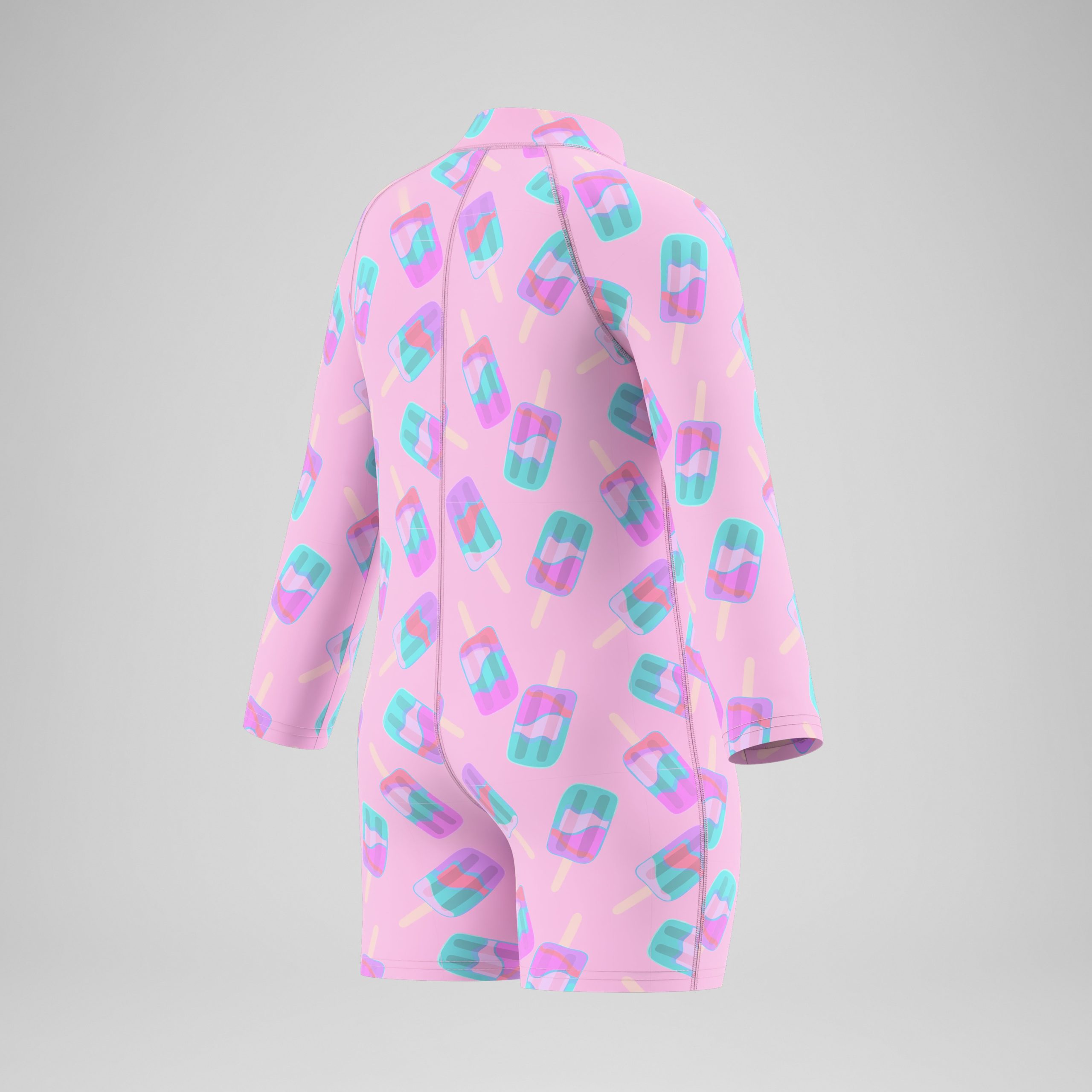 Infants Printed Long Sleeve Zip One Piece Pink - Image 4