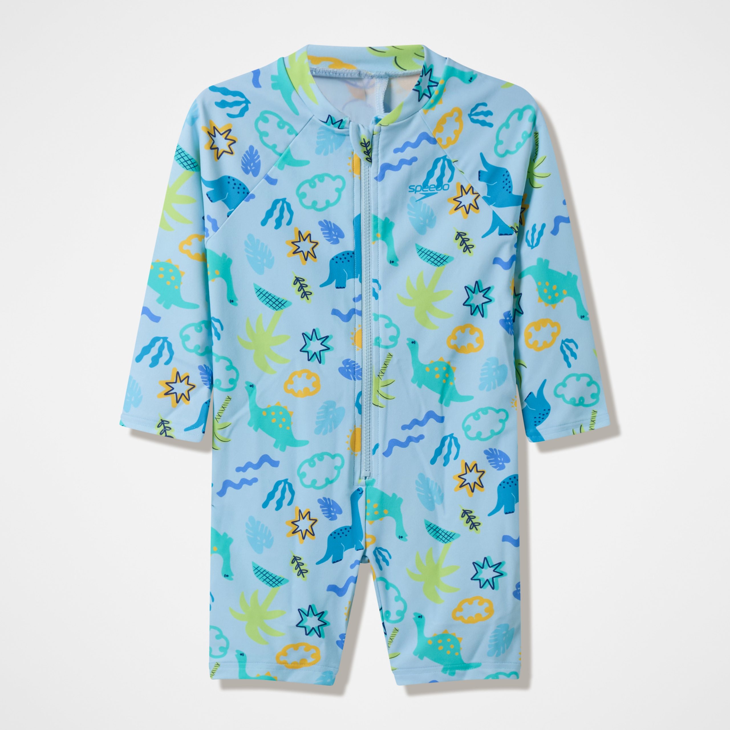 Infants Printed Long Sleeve Zip One Piece Blue