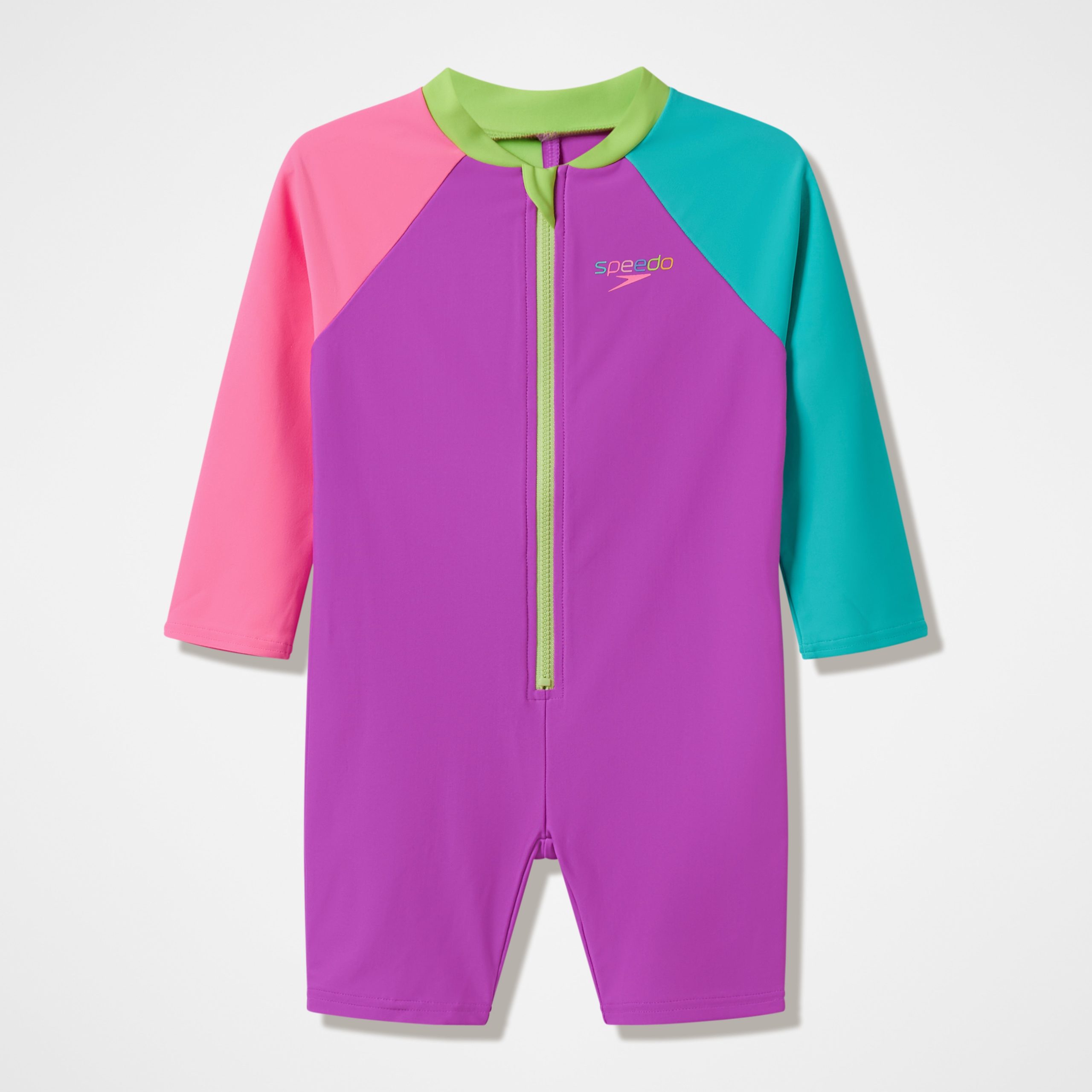 Infants Colorblock Long Sleeve Zip One Piece Pink